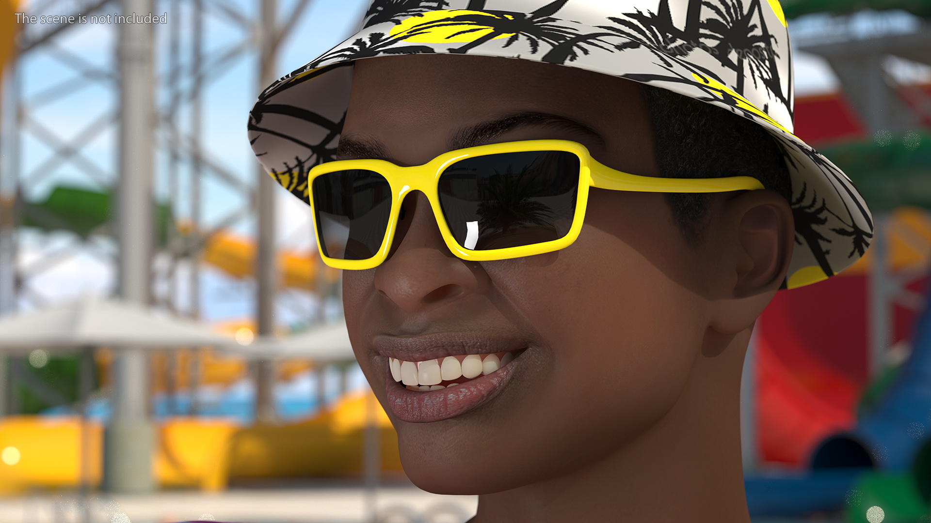 Dark Skin Teenager Beach Style Rigged 3D