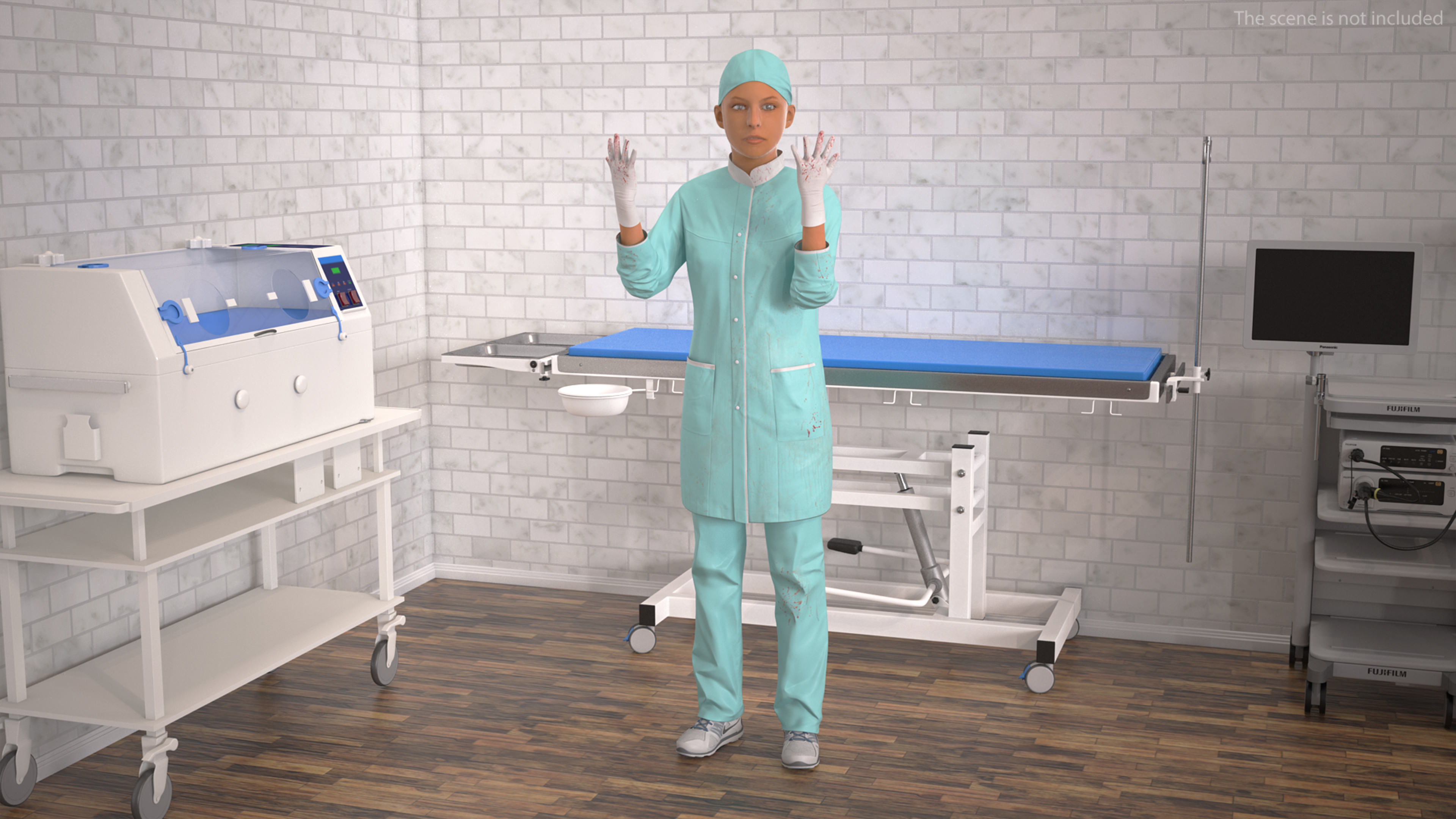 3D Lady Surgeon or Nurse Rigged model