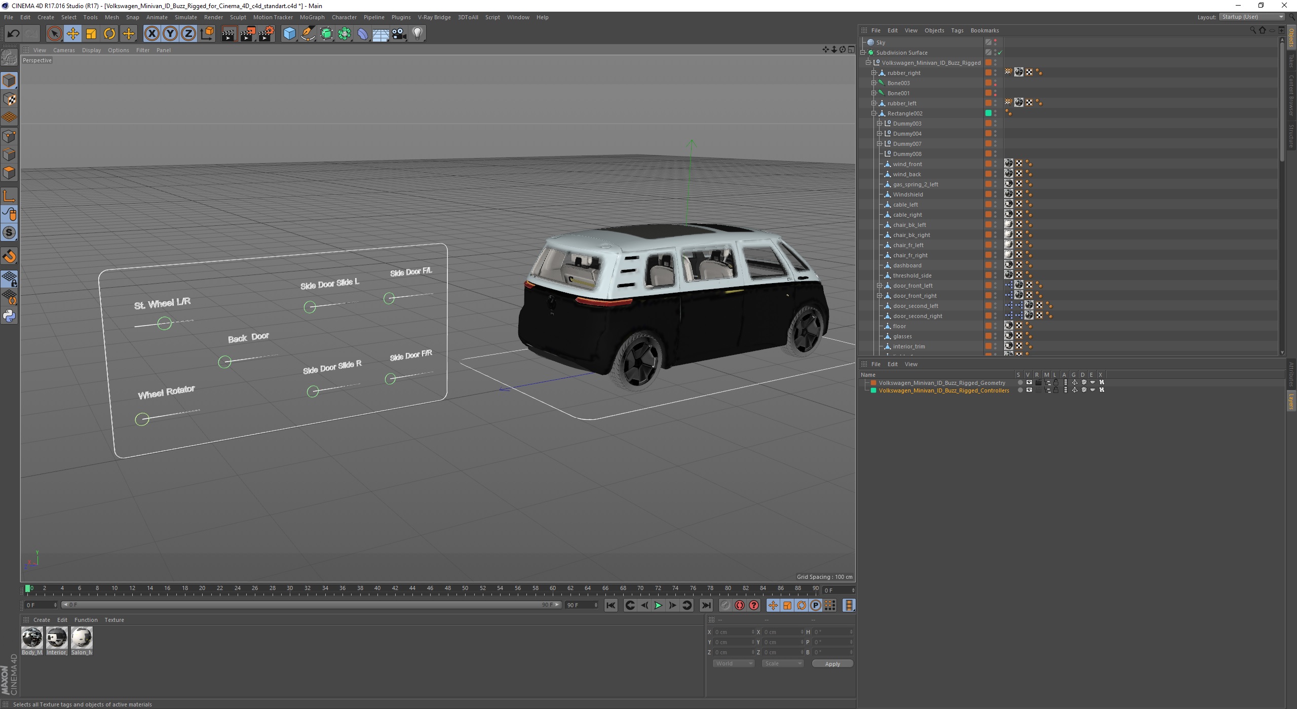 Volkswagen Minivan ID Buzz Rigged for Cinema 4D 3D