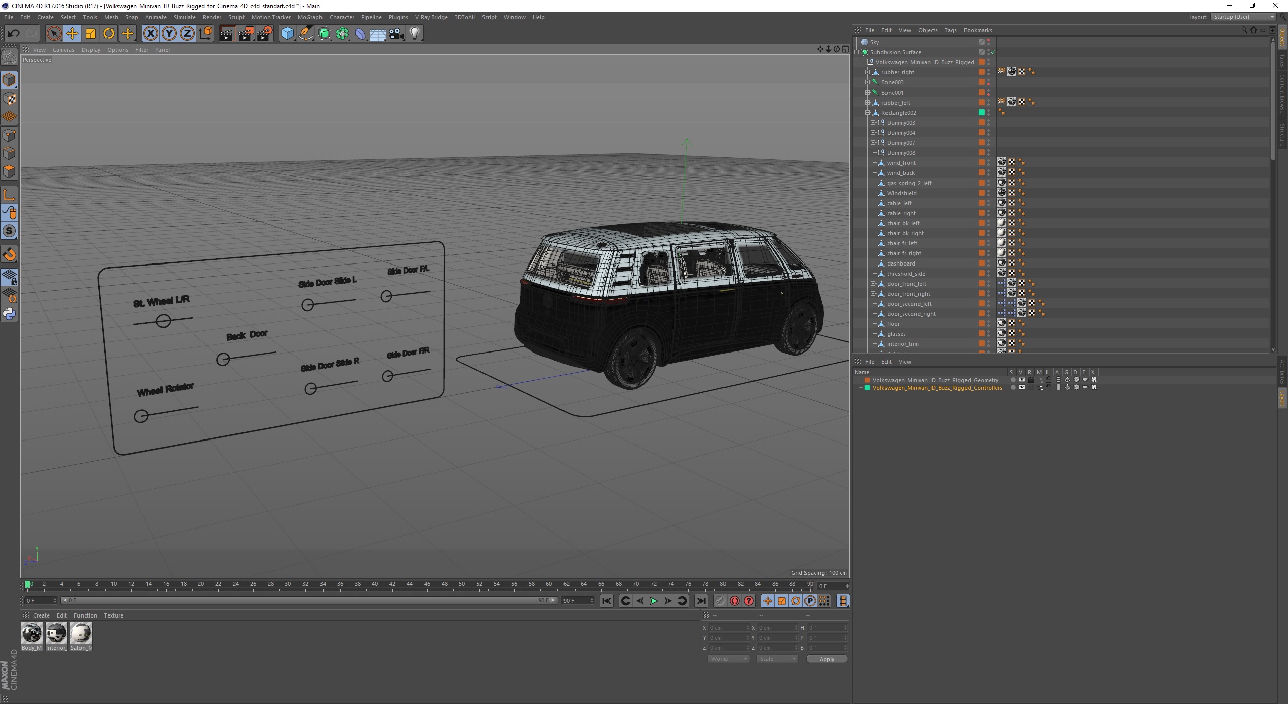 Volkswagen Minivan ID Buzz Rigged for Cinema 4D 3D