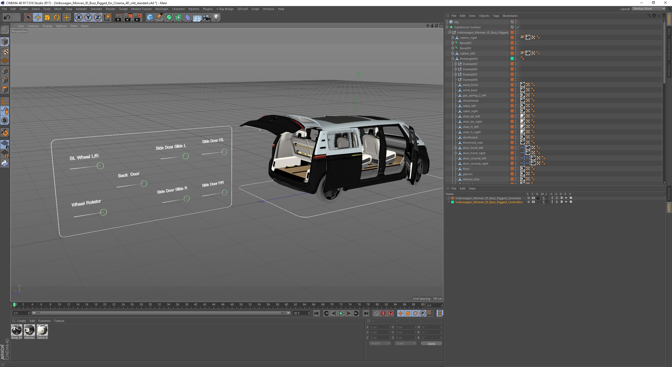 Volkswagen Minivan ID Buzz Rigged for Cinema 4D 3D