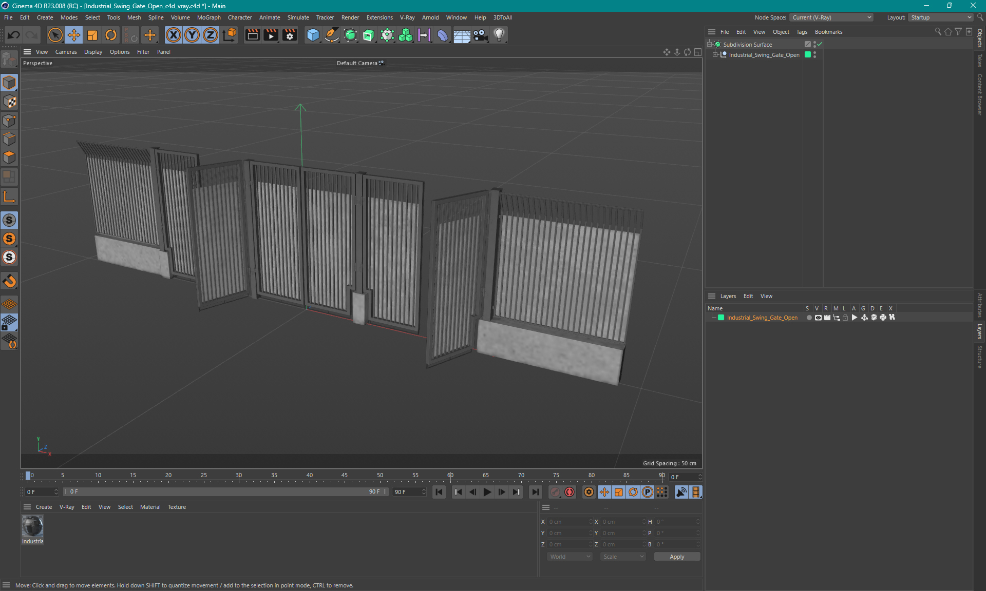 3D Industrial Swing Gate Open