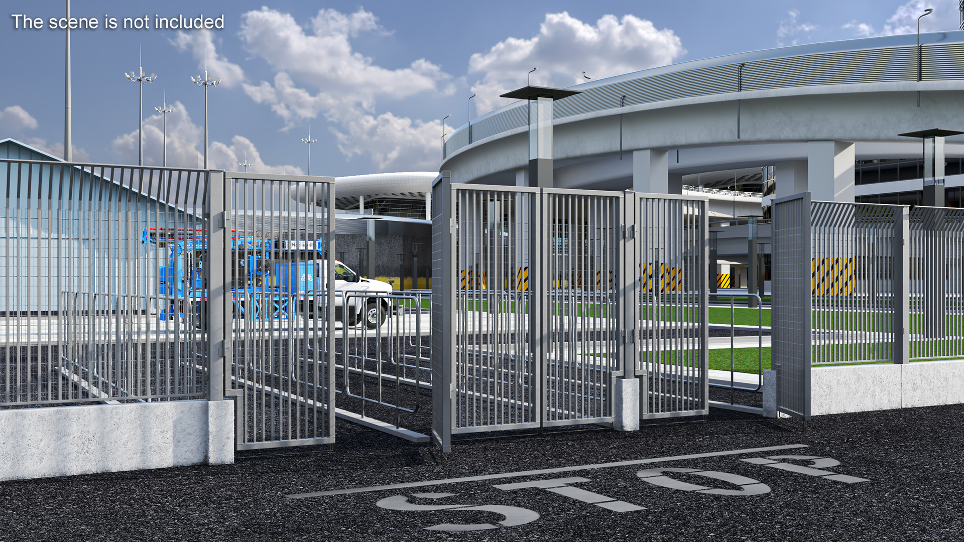 3D Industrial Swing Gate Open