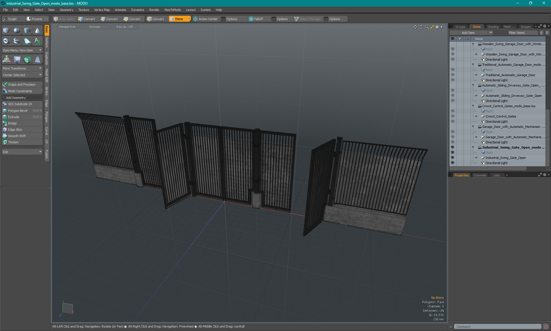 3D Industrial Swing Gate Open