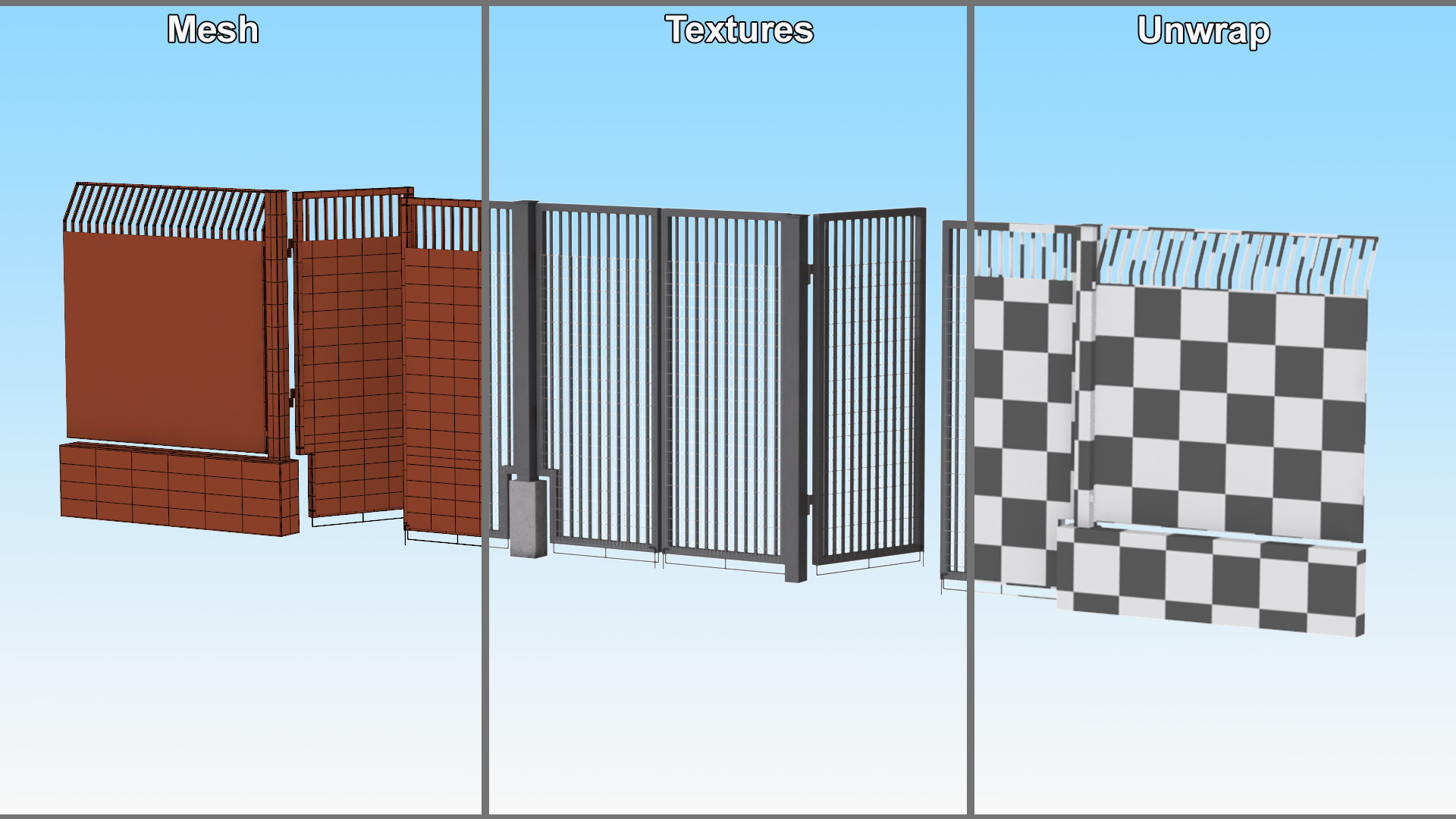 3D Industrial Swing Gate Open