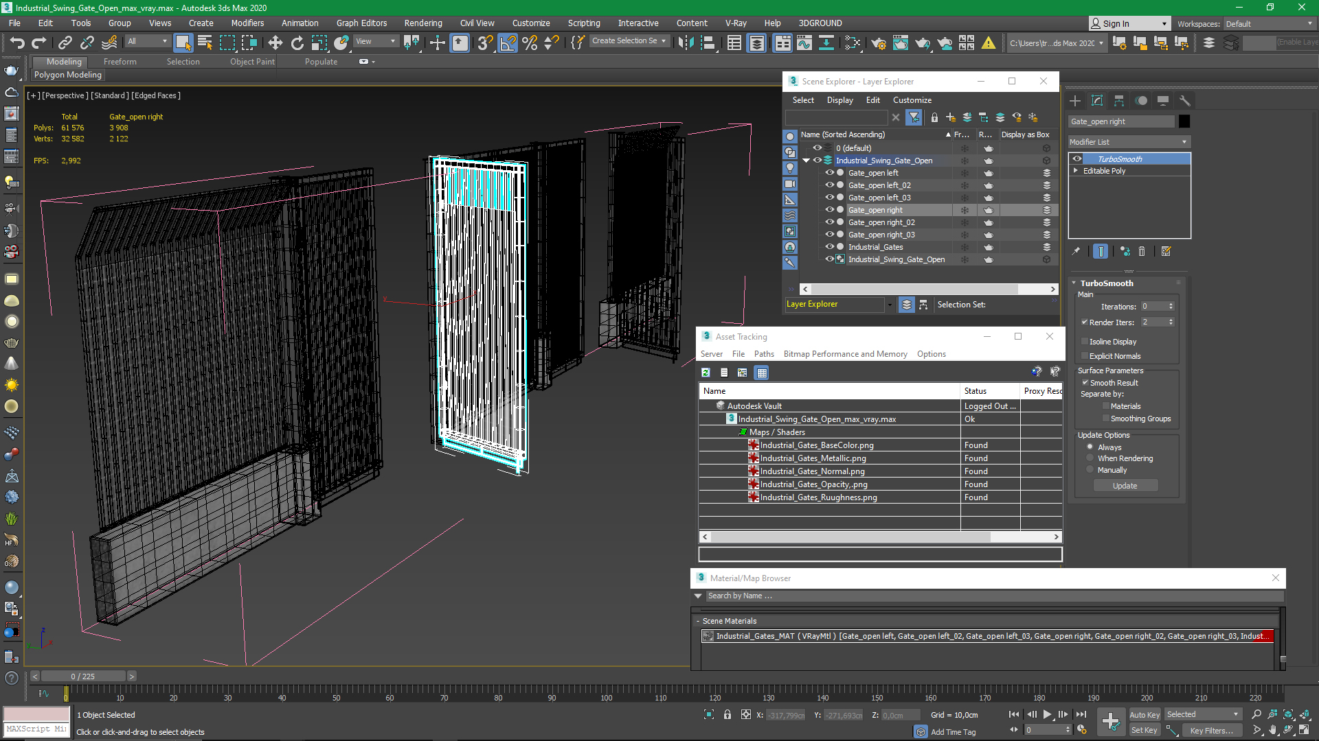 3D Industrial Swing Gate Open