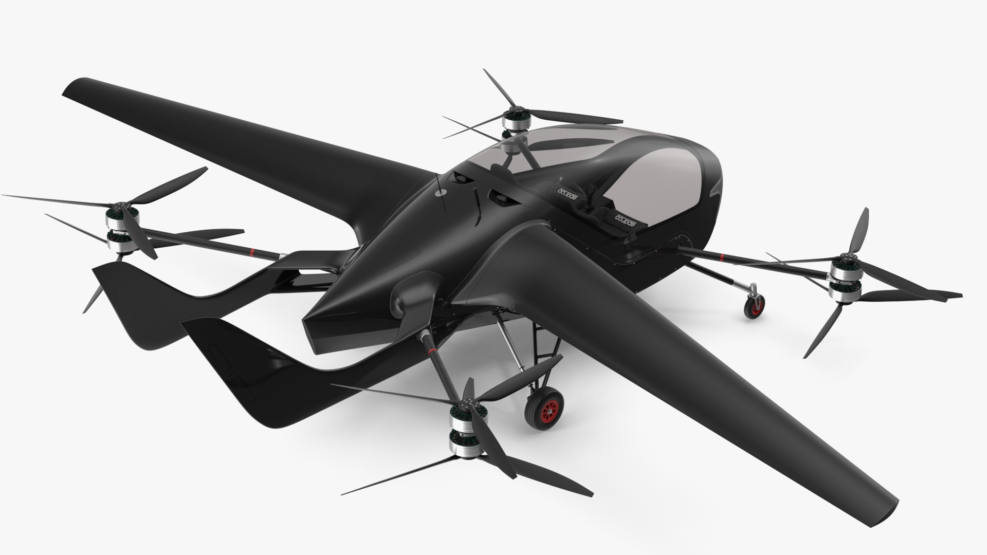 Air One Two Person eVTOL Air Vehicle Black 3D