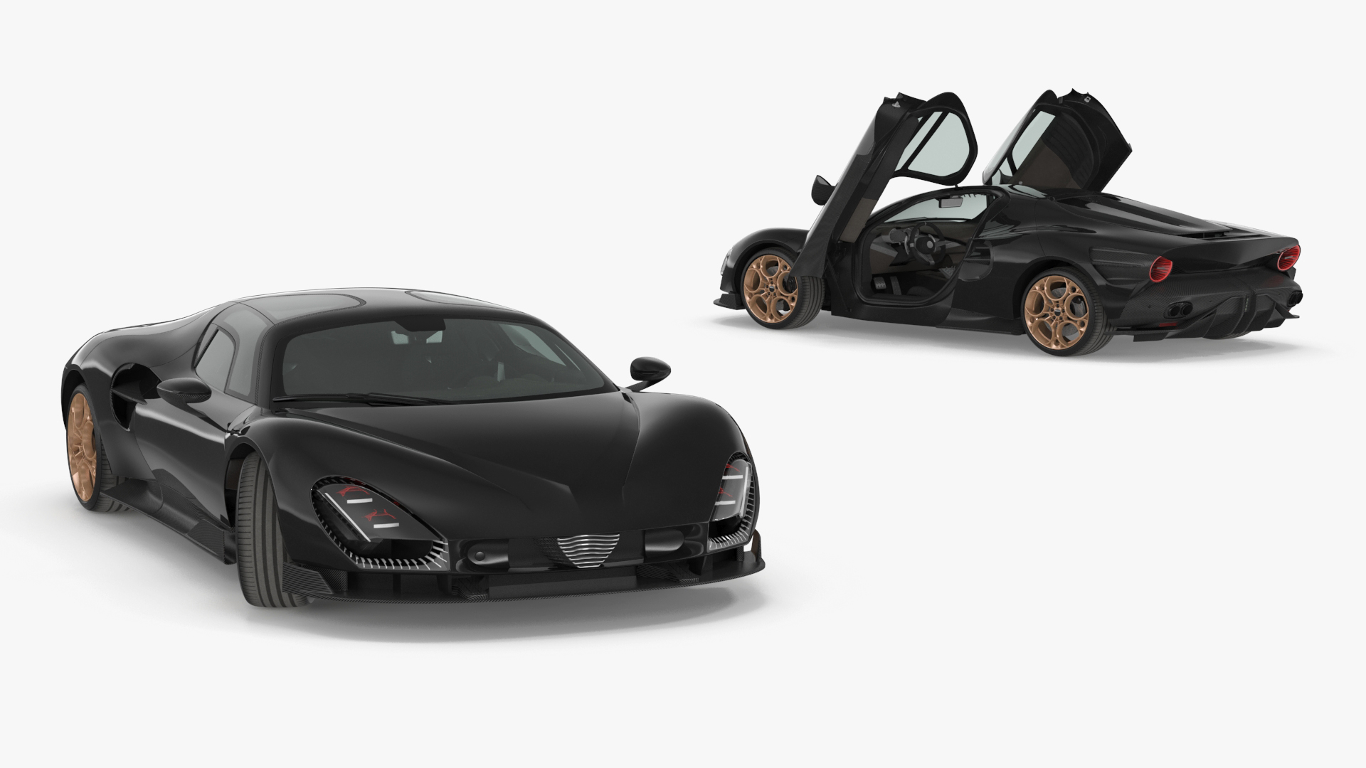 Luxurious Supercar Coupe Black Rigged 3D