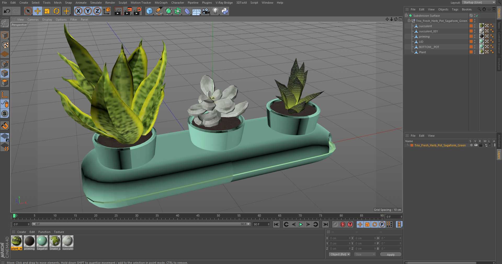 Trio Fresh Herb Pot Sagaform Green 3D model