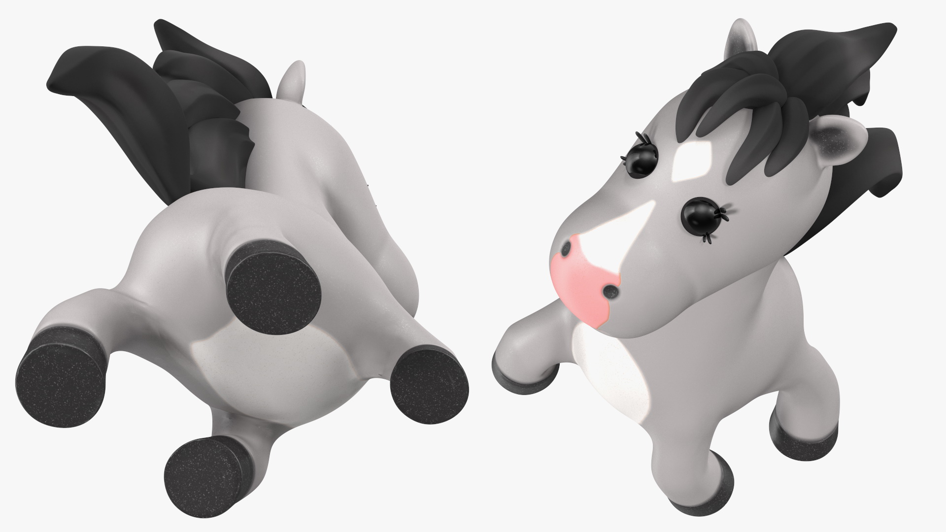 Cartoon White Horse Jumping Pose 3D