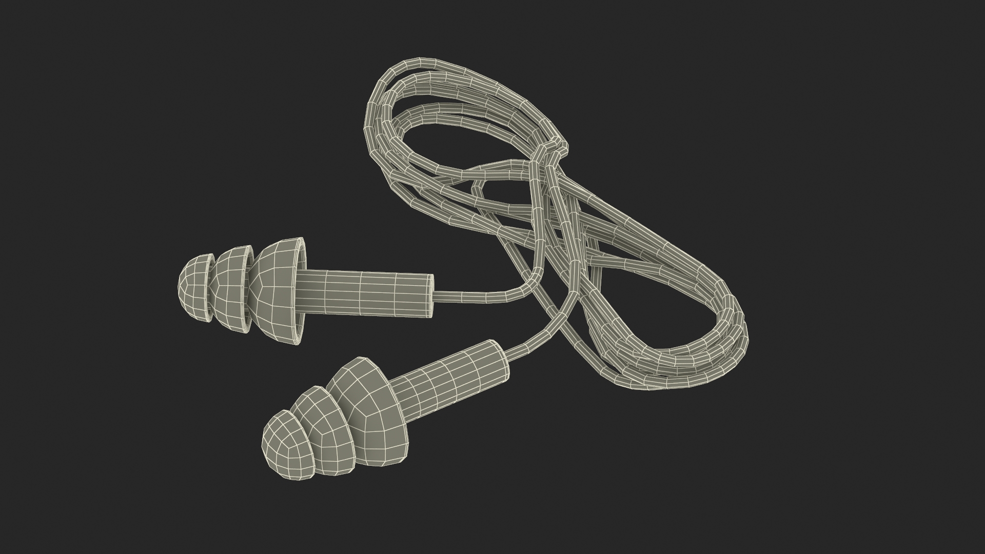 Reusable Earplugs with Safety Cord 3D model