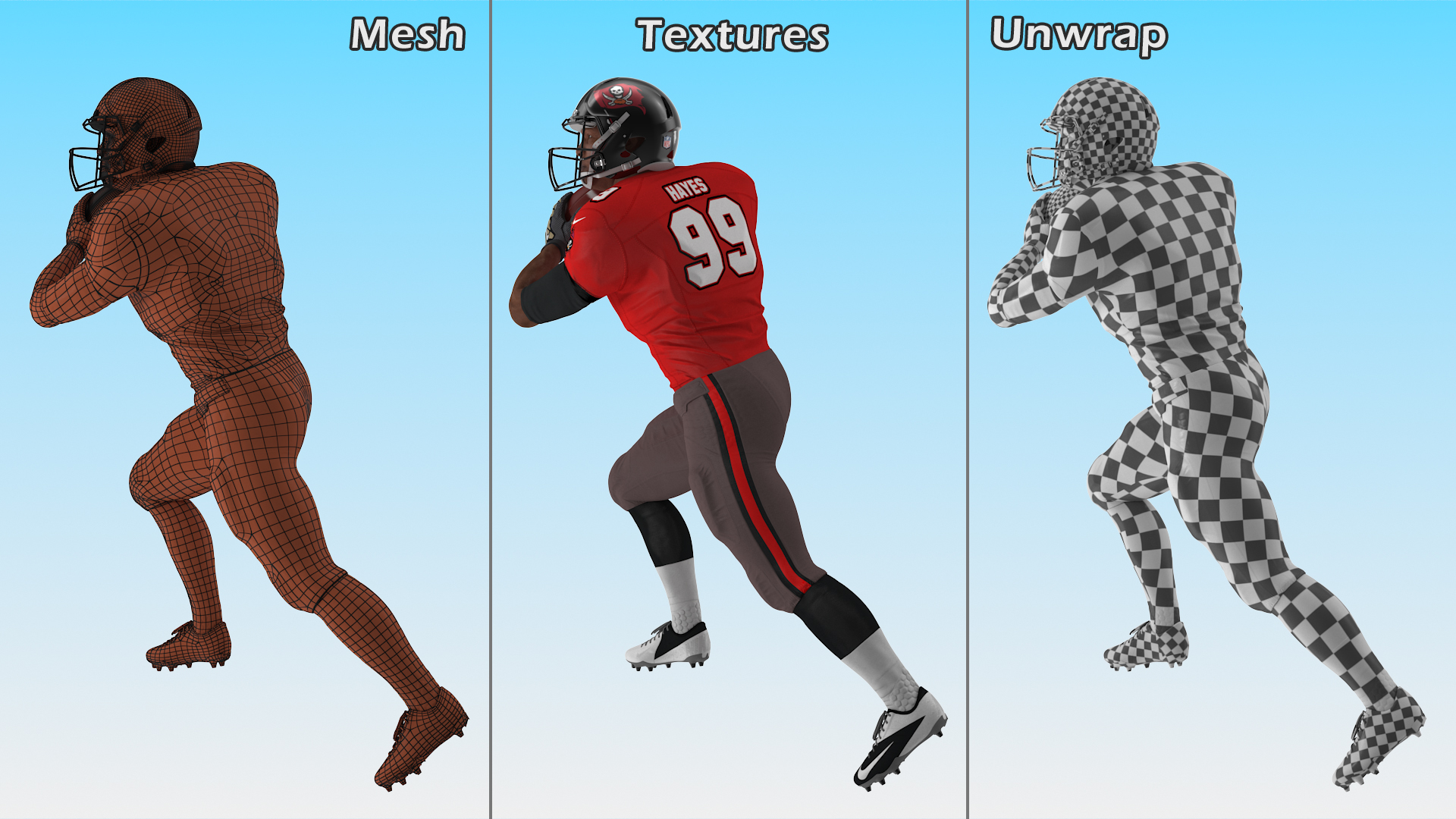 3D Tampa Bay Buccaneers American Football Player Running The Ball Fur