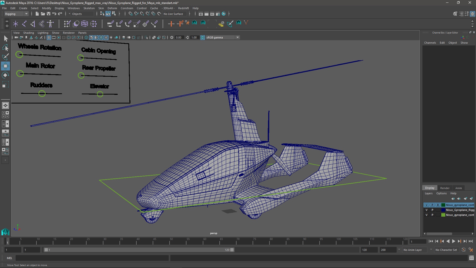 3D Nisus Gyroplane Rigged for Maya