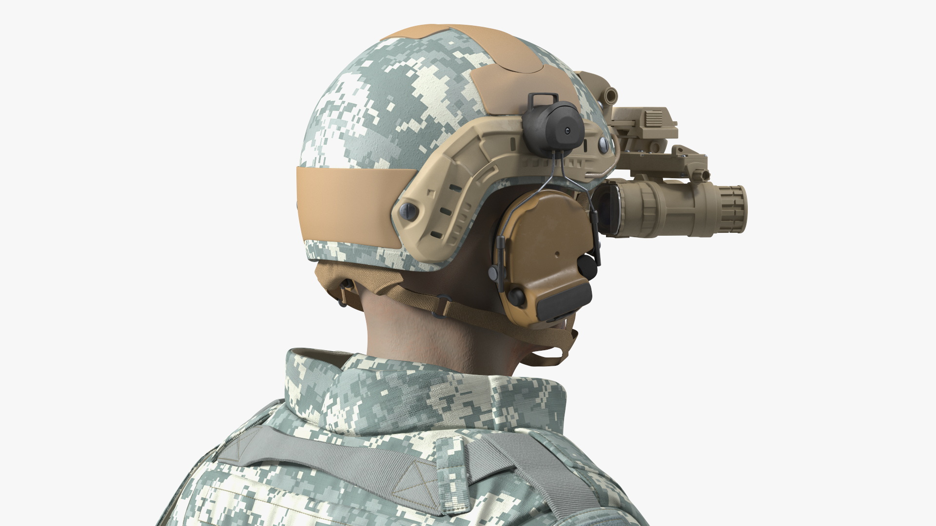 3D model Military Soldier Grey Camo with Night Visor A-pose