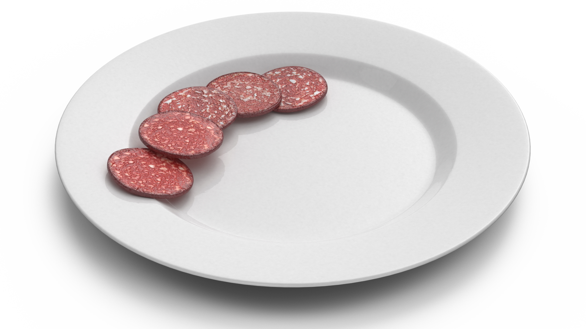 Raw Smoked Sausage on Plate 3D