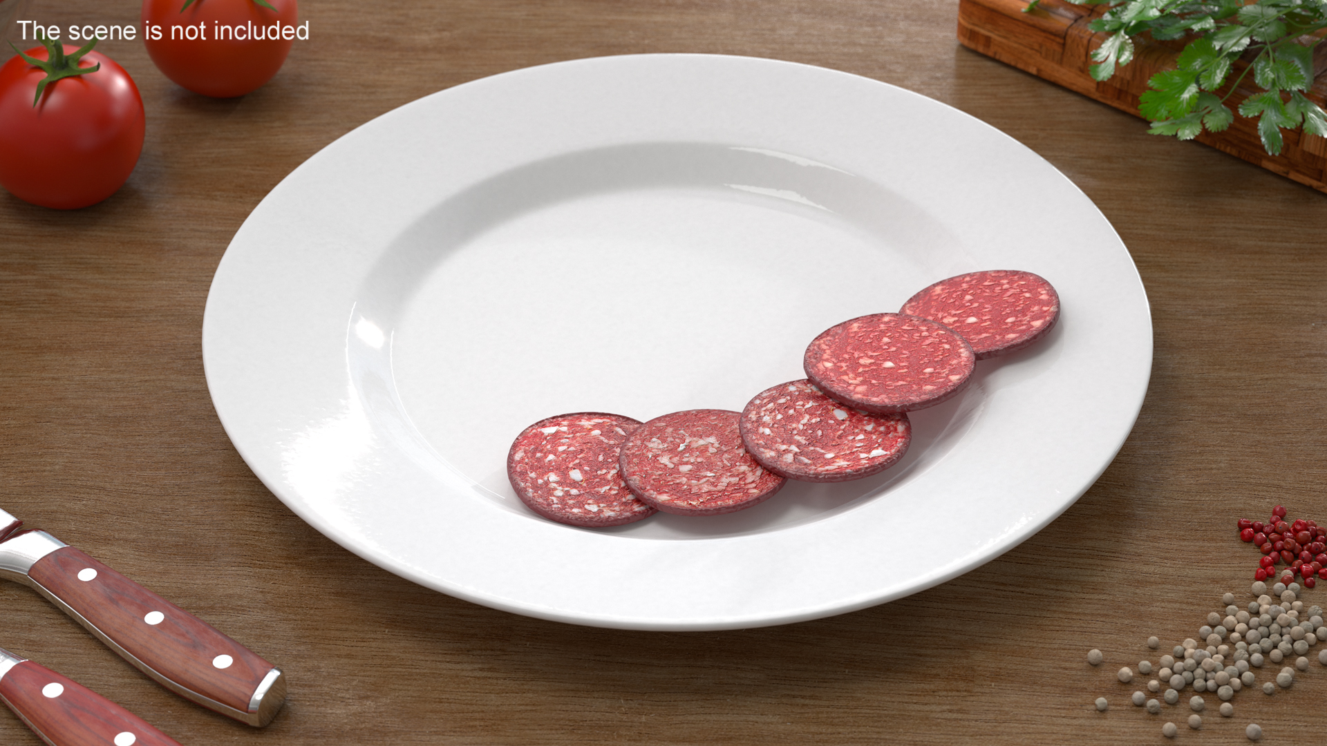 Raw Smoked Sausage on Plate 3D