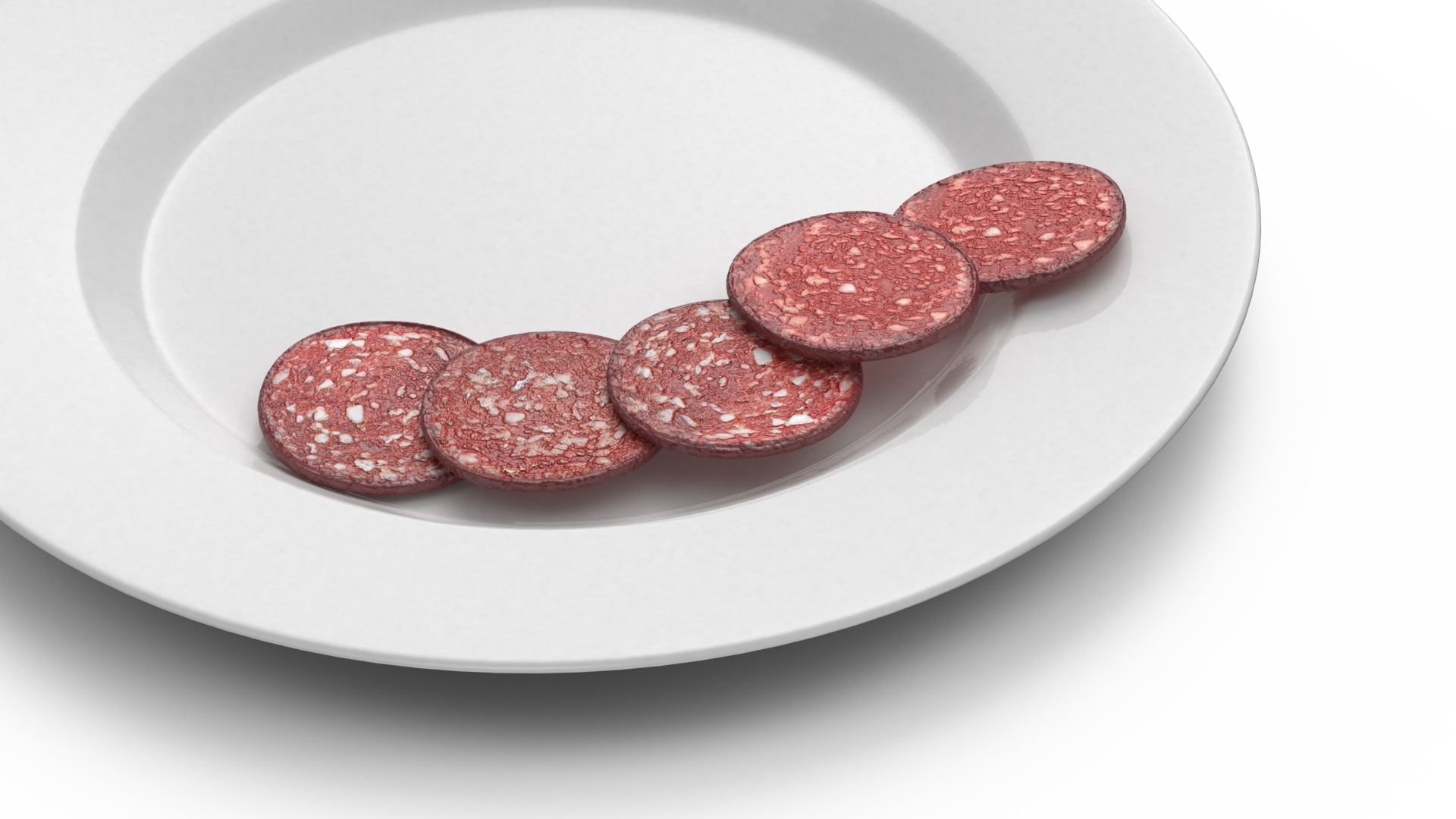 Raw Smoked Sausage on Plate 3D