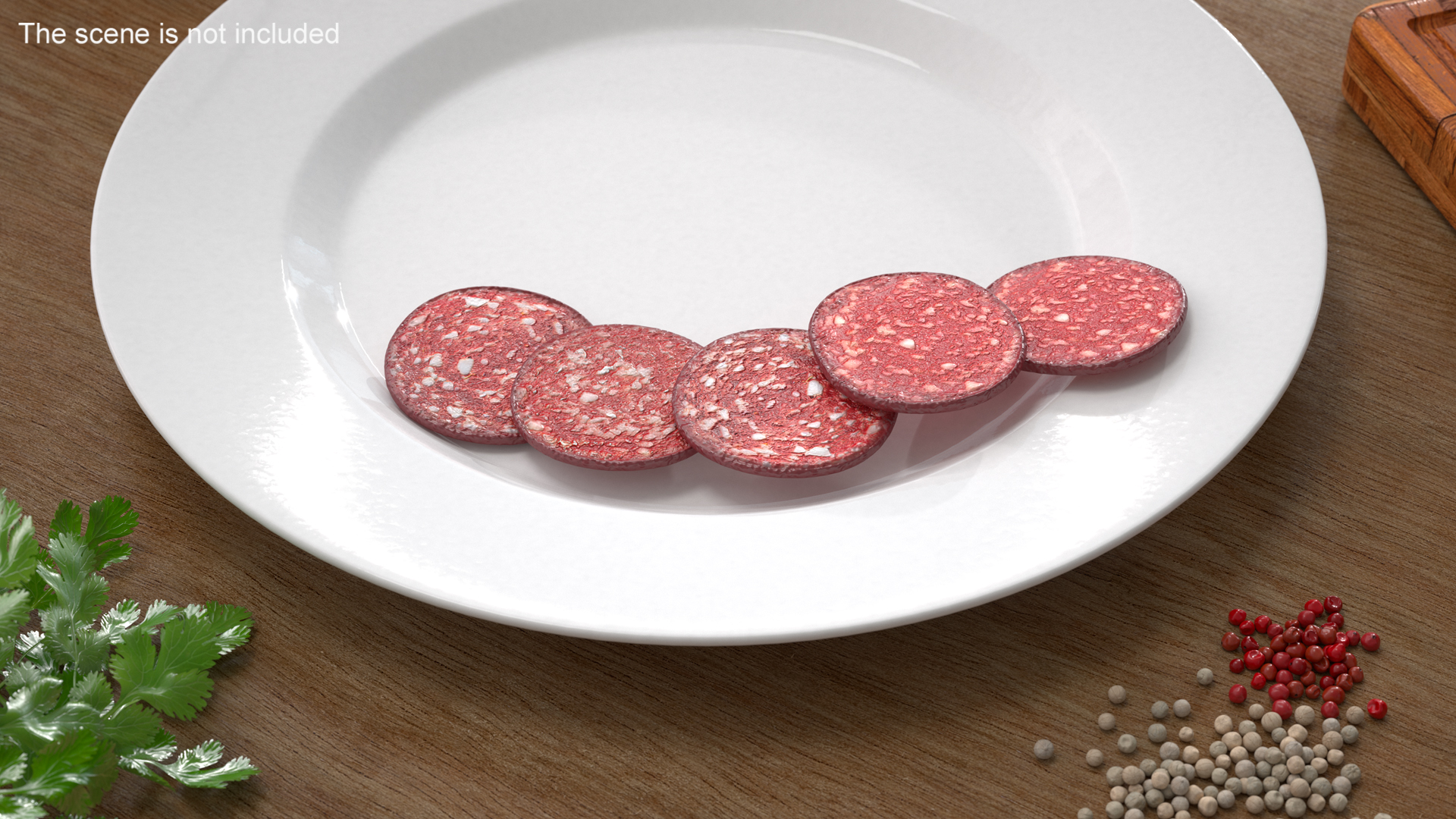 Raw Smoked Sausage on Plate 3D