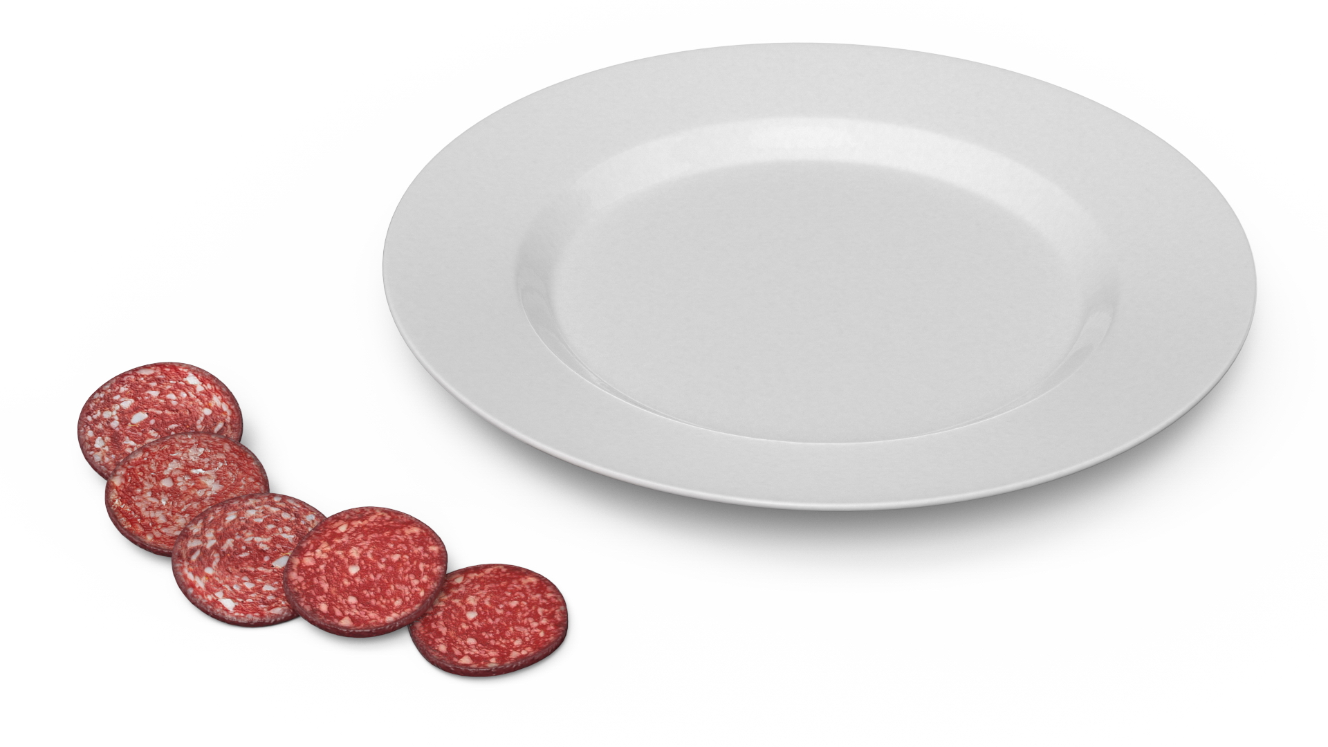 Raw Smoked Sausage on Plate 3D