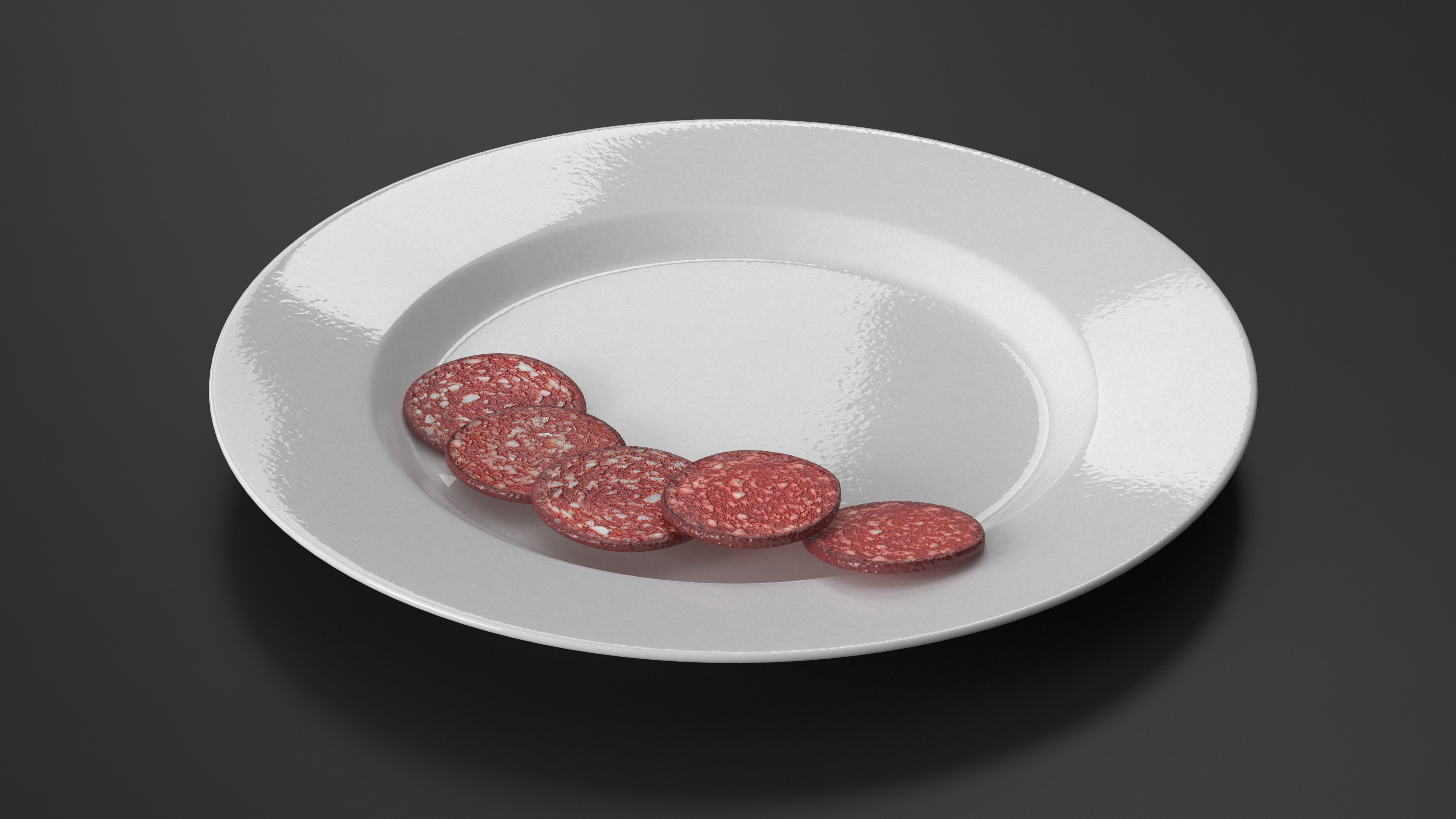 Raw Smoked Sausage on Plate 3D