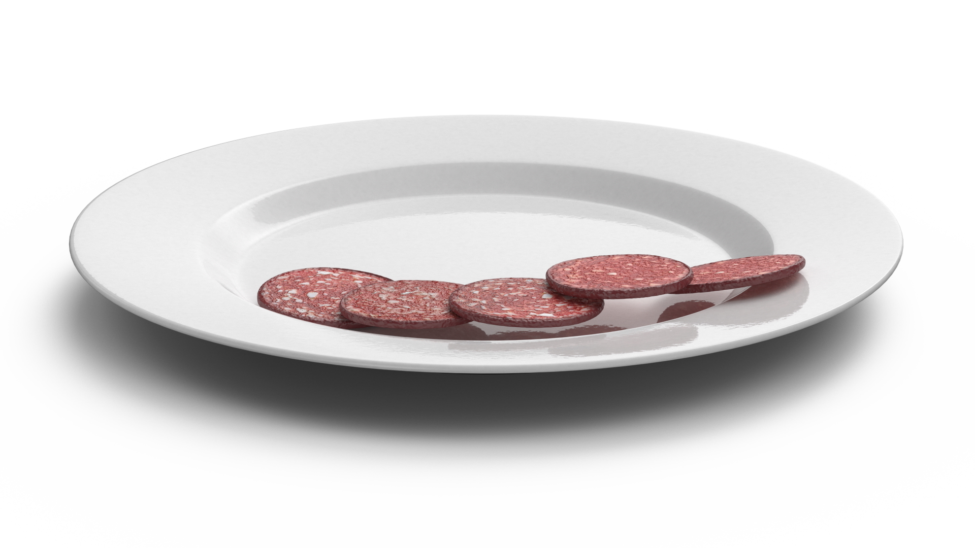 Raw Smoked Sausage on Plate 3D