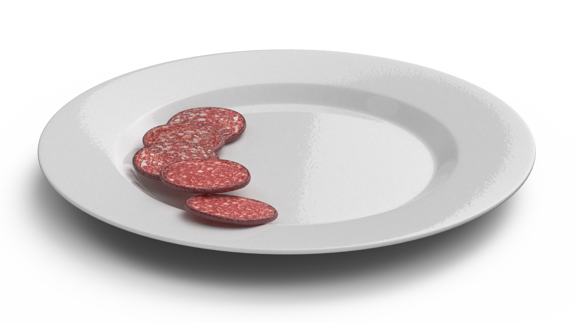 Raw Smoked Sausage on Plate 3D