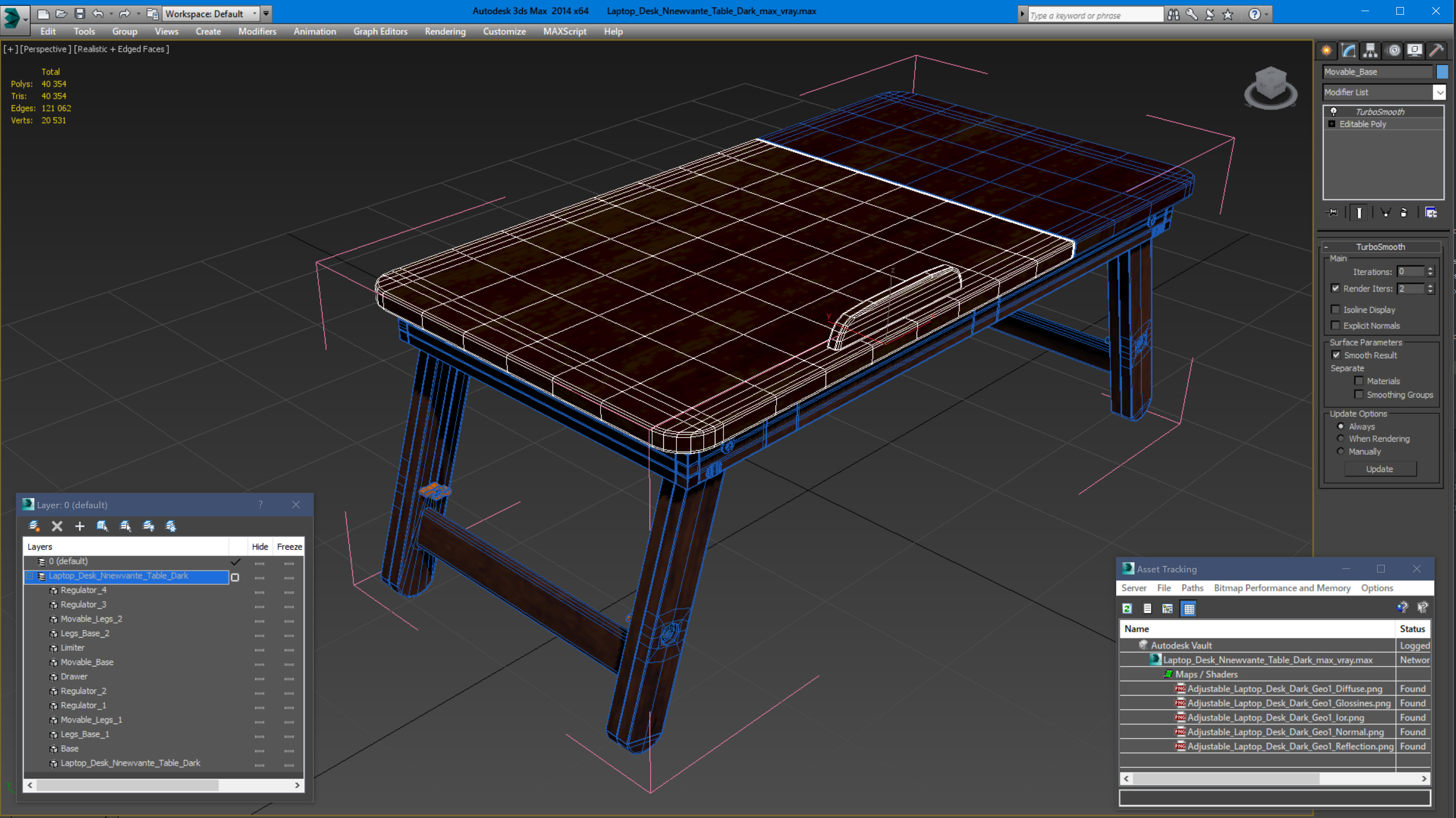 Laptop Desk Nnewvante Table Dark 3D