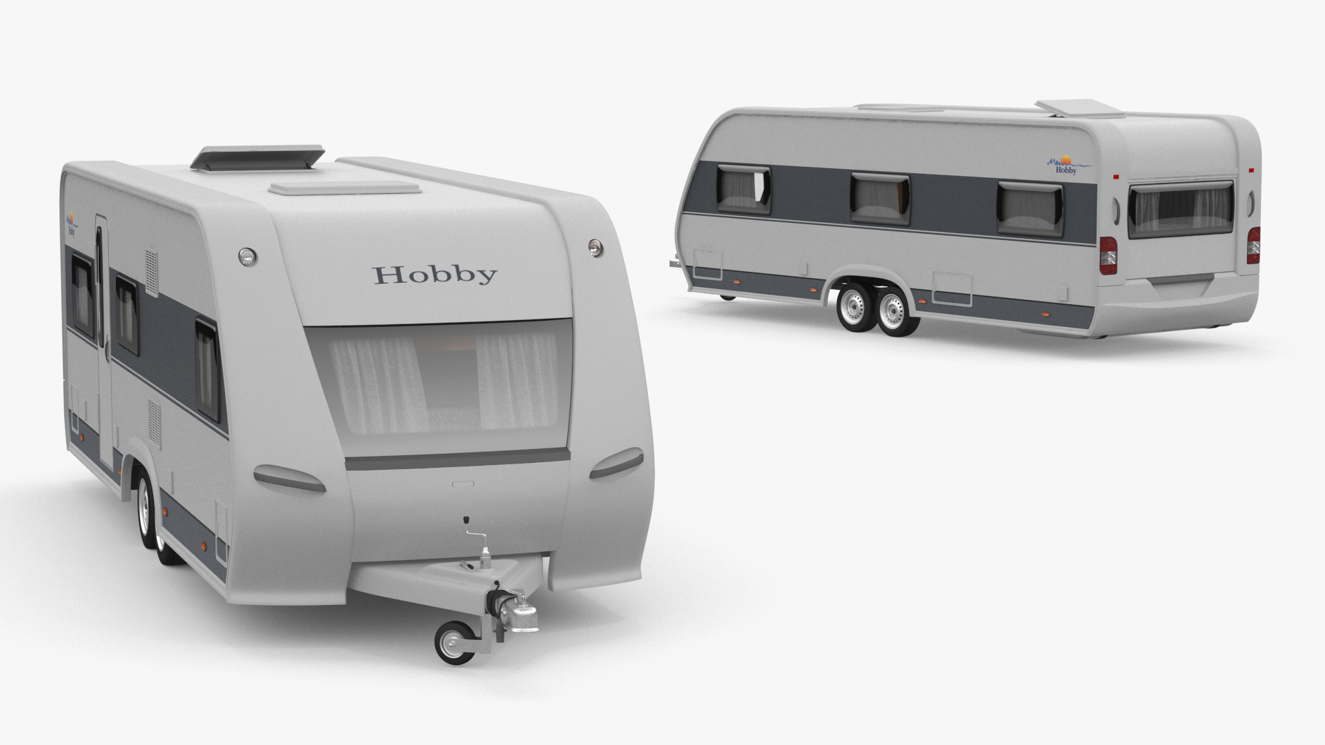 3D Hobby Caravan Trailer Rigged model