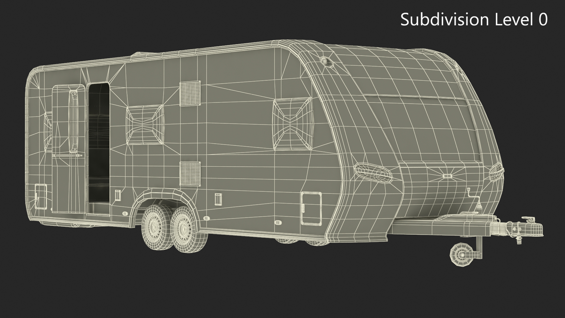 3D Hobby Caravan Trailer Rigged model