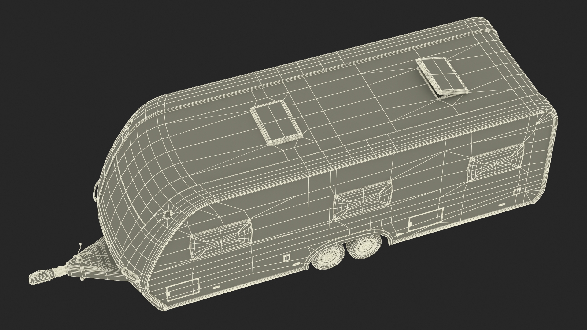 3D Hobby Caravan Trailer Rigged model