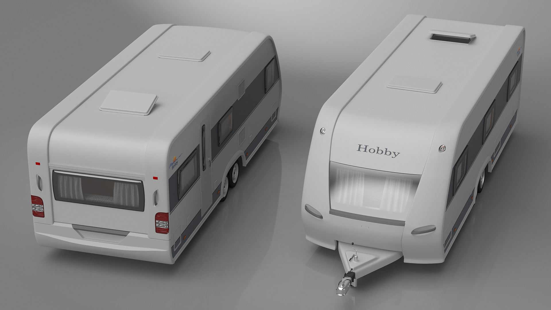 3D Hobby Caravan Trailer Rigged model