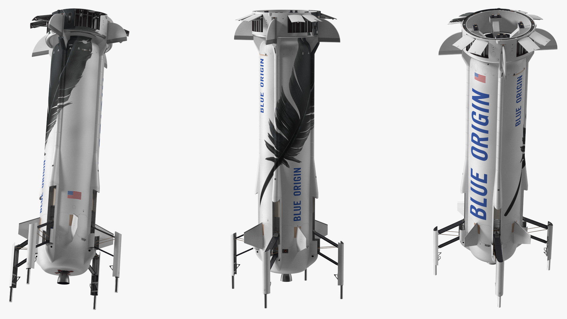 3D model Blue Origin New Shepard Rocket Booster Rigged