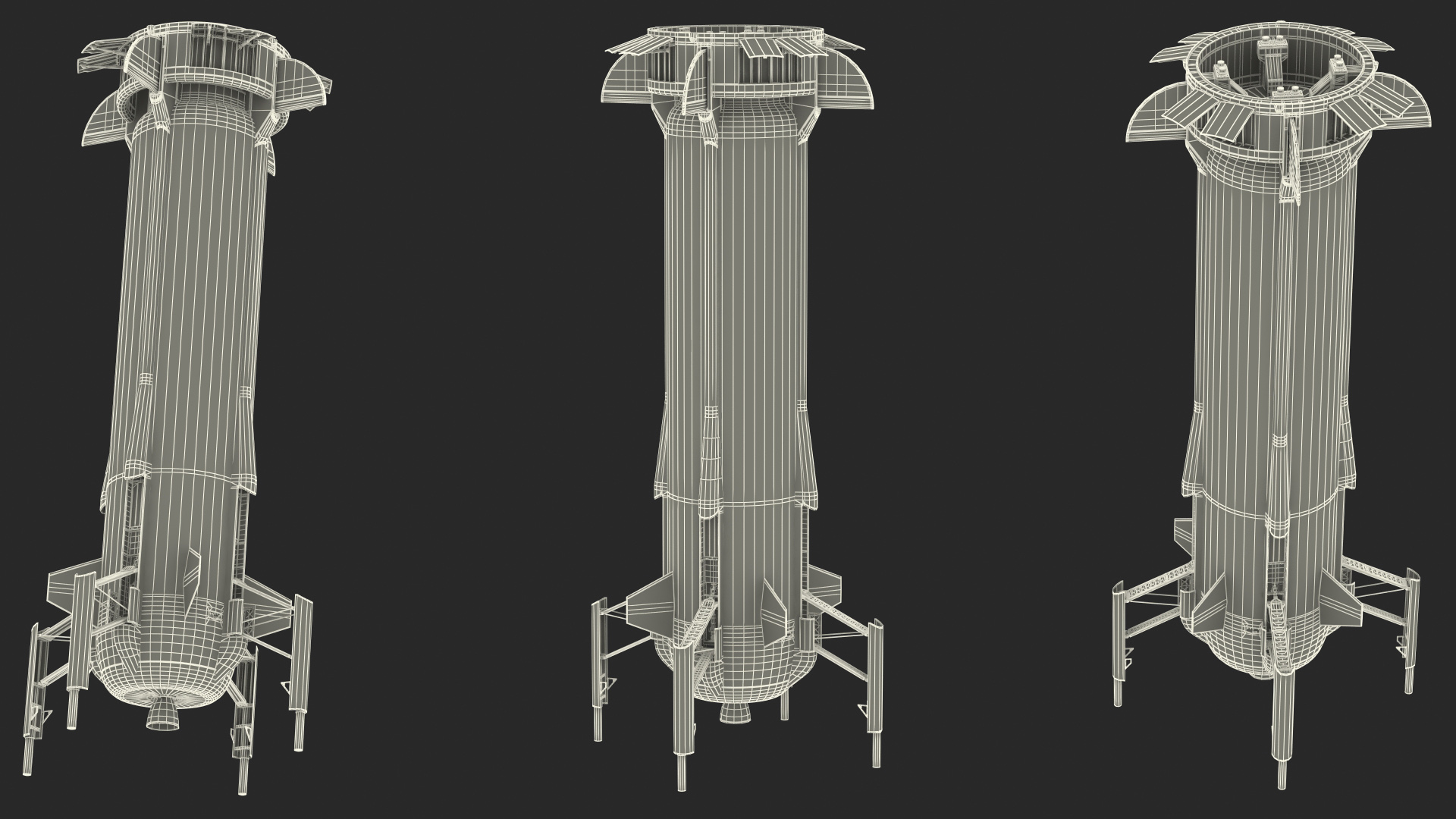 3D model Blue Origin New Shepard Rocket Booster Rigged