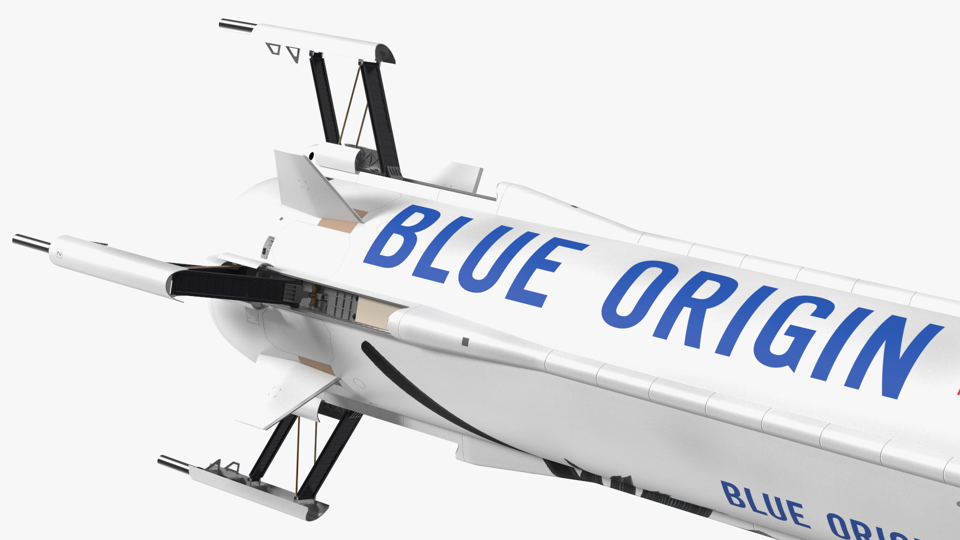 3D model Blue Origin New Shepard Rocket Booster Rigged