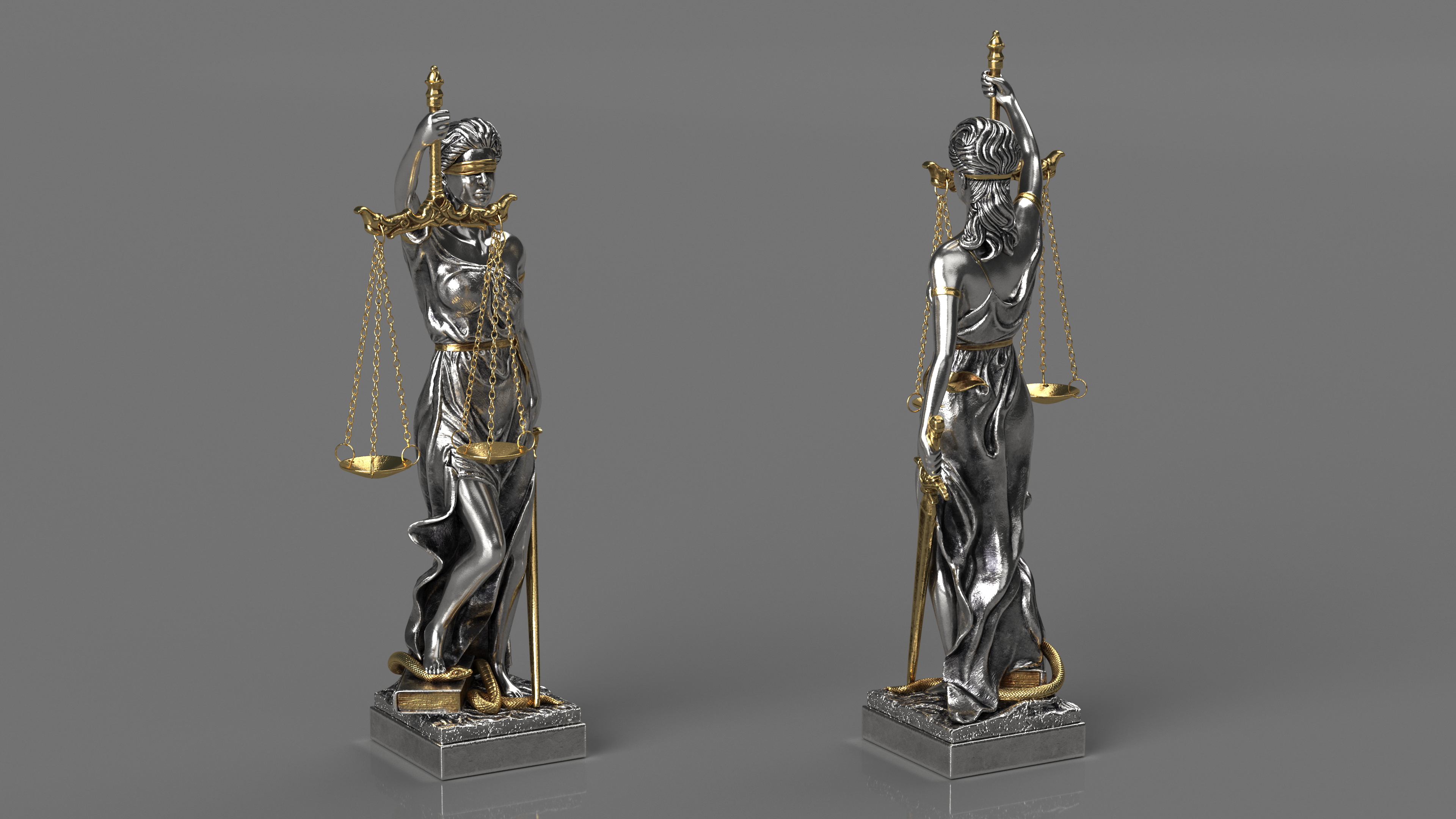 3D Silver Statue Justice