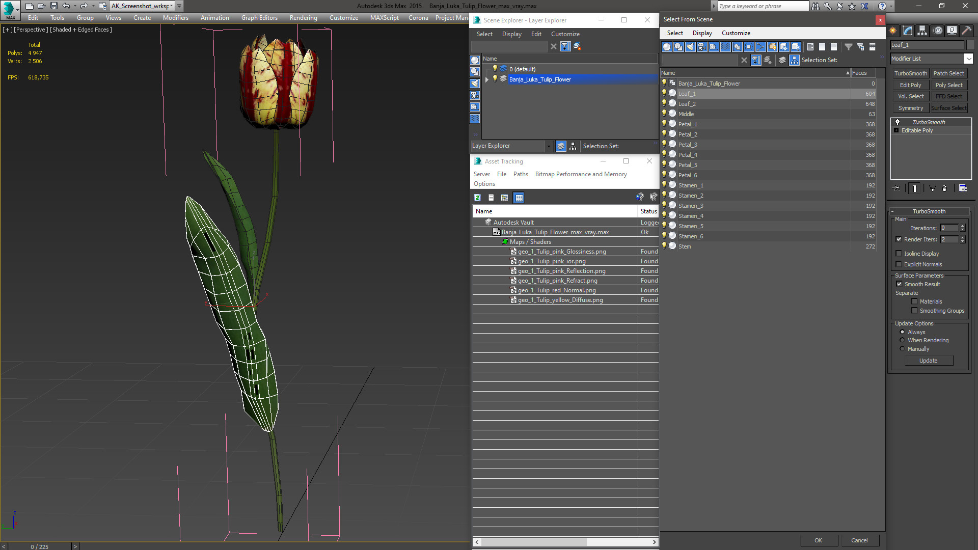 3D Banja Luka Tulip Flower model