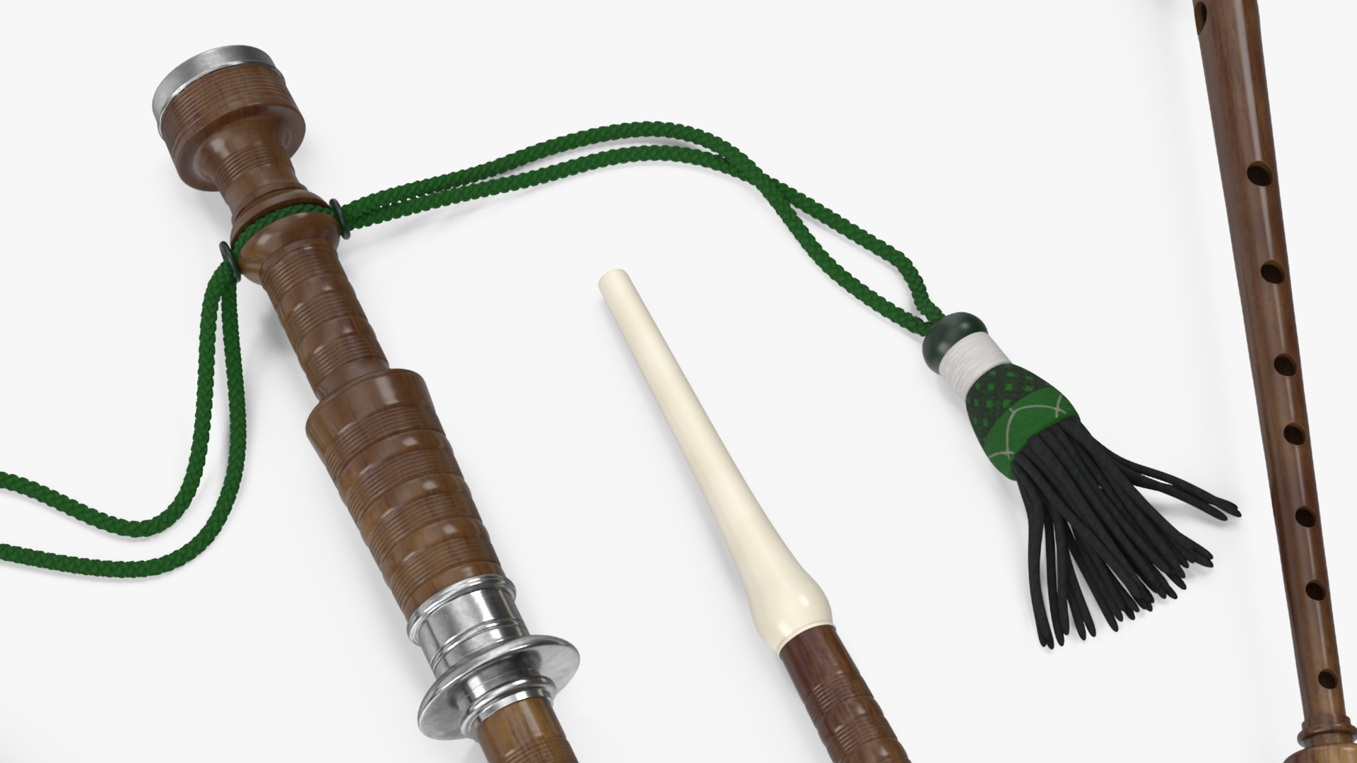 Scottish Bagpipes Instrument Green 3D model