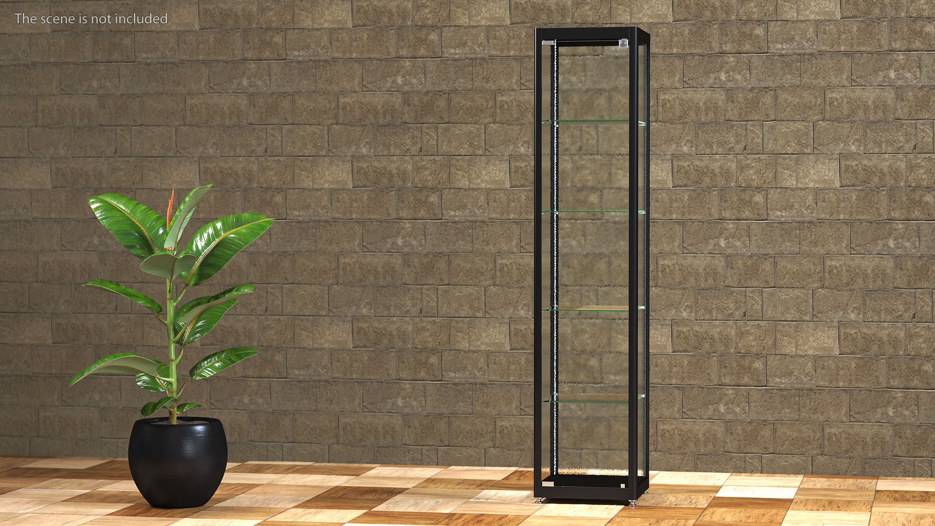 3D Glass Display Case Narrow Black