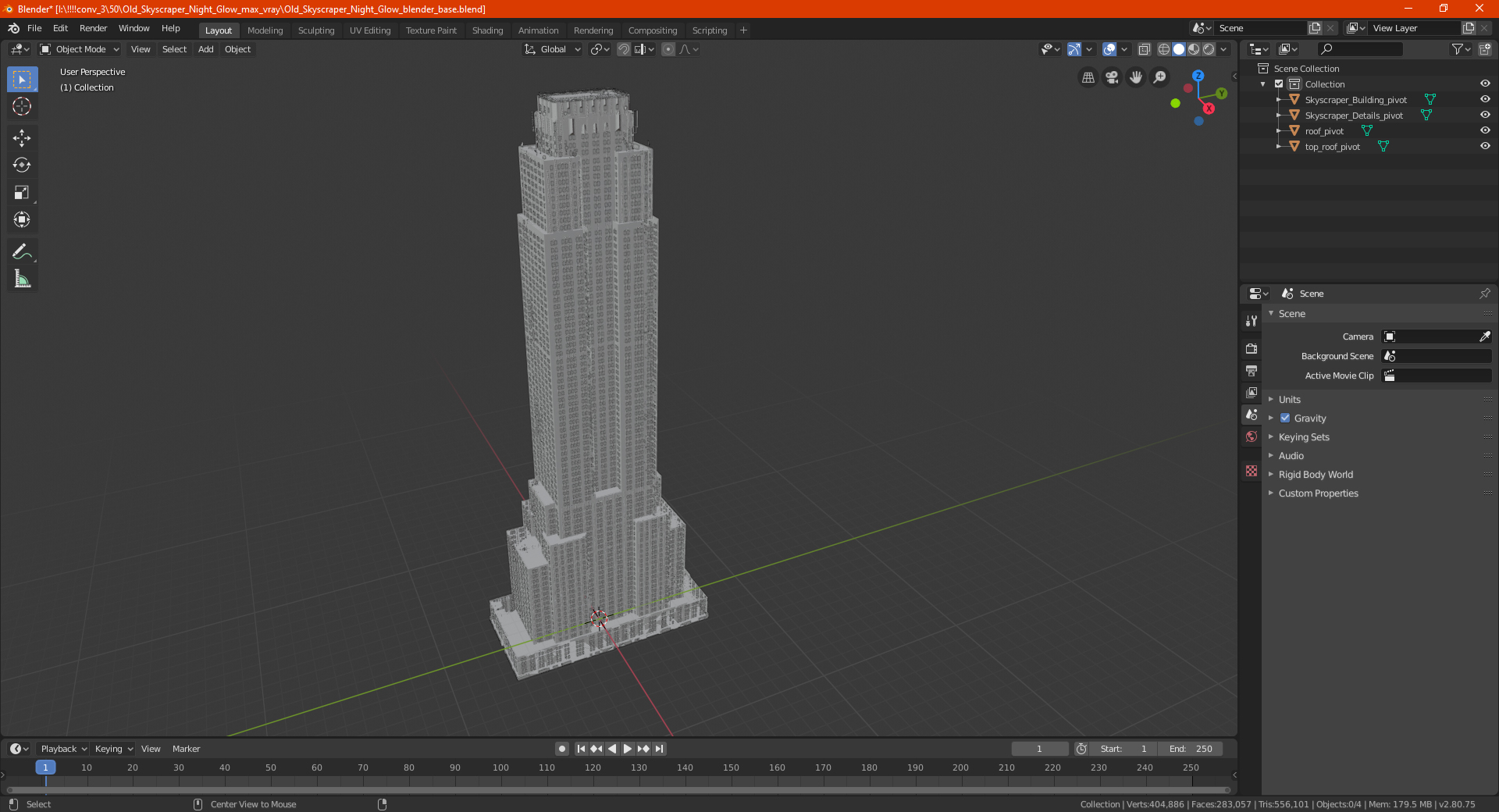 3D model Old Skyscraper Night Glow