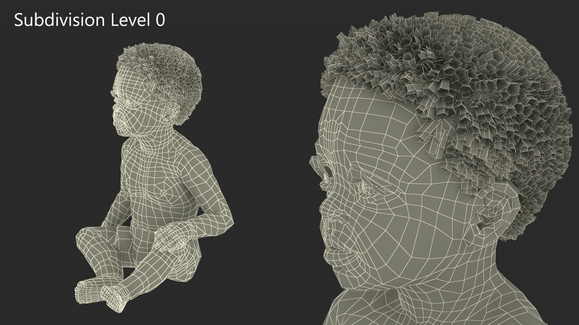 African Baby Boy Wearing Diaper Sitting 3D model