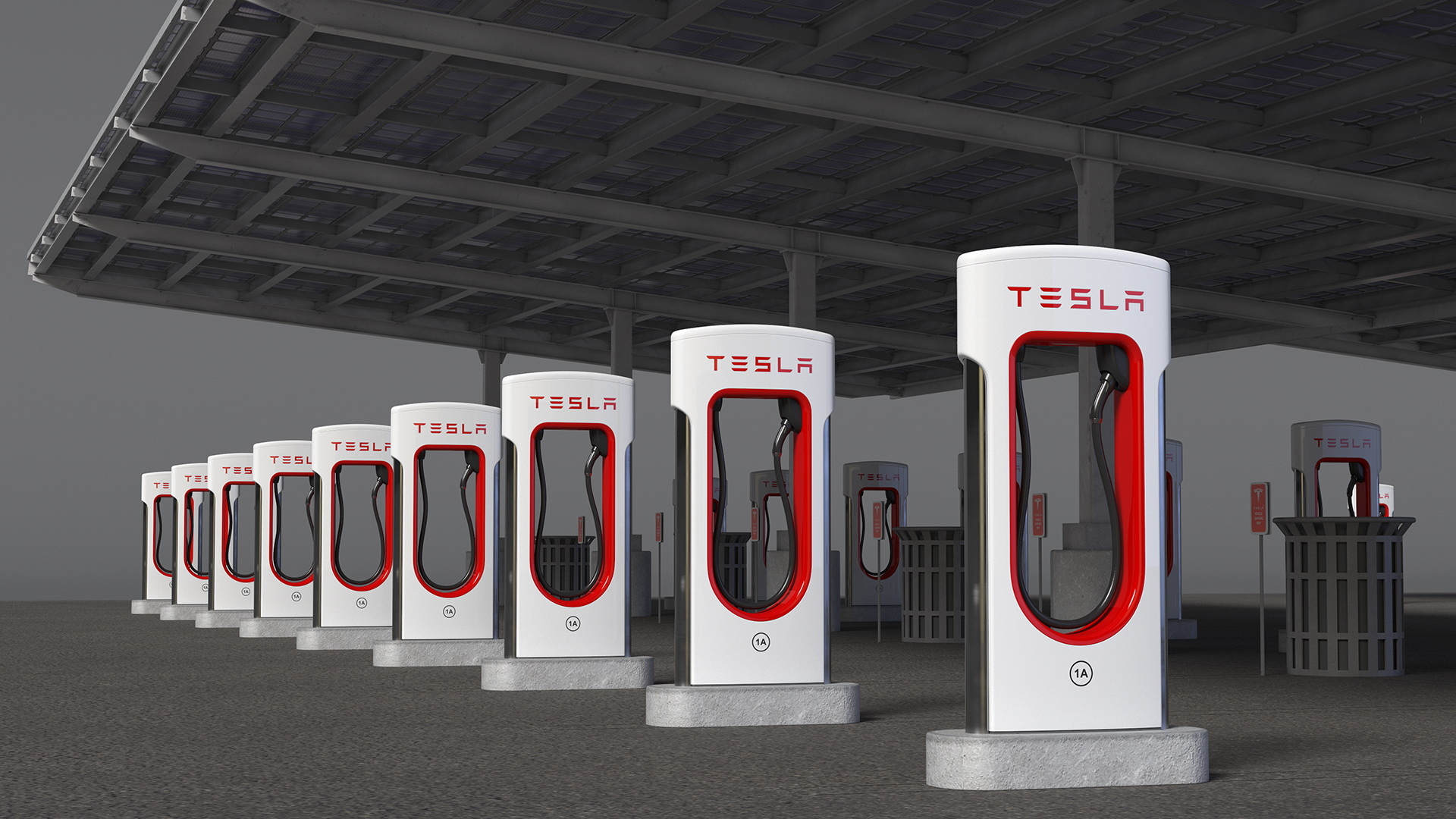 3D Tesla Supercharger Station