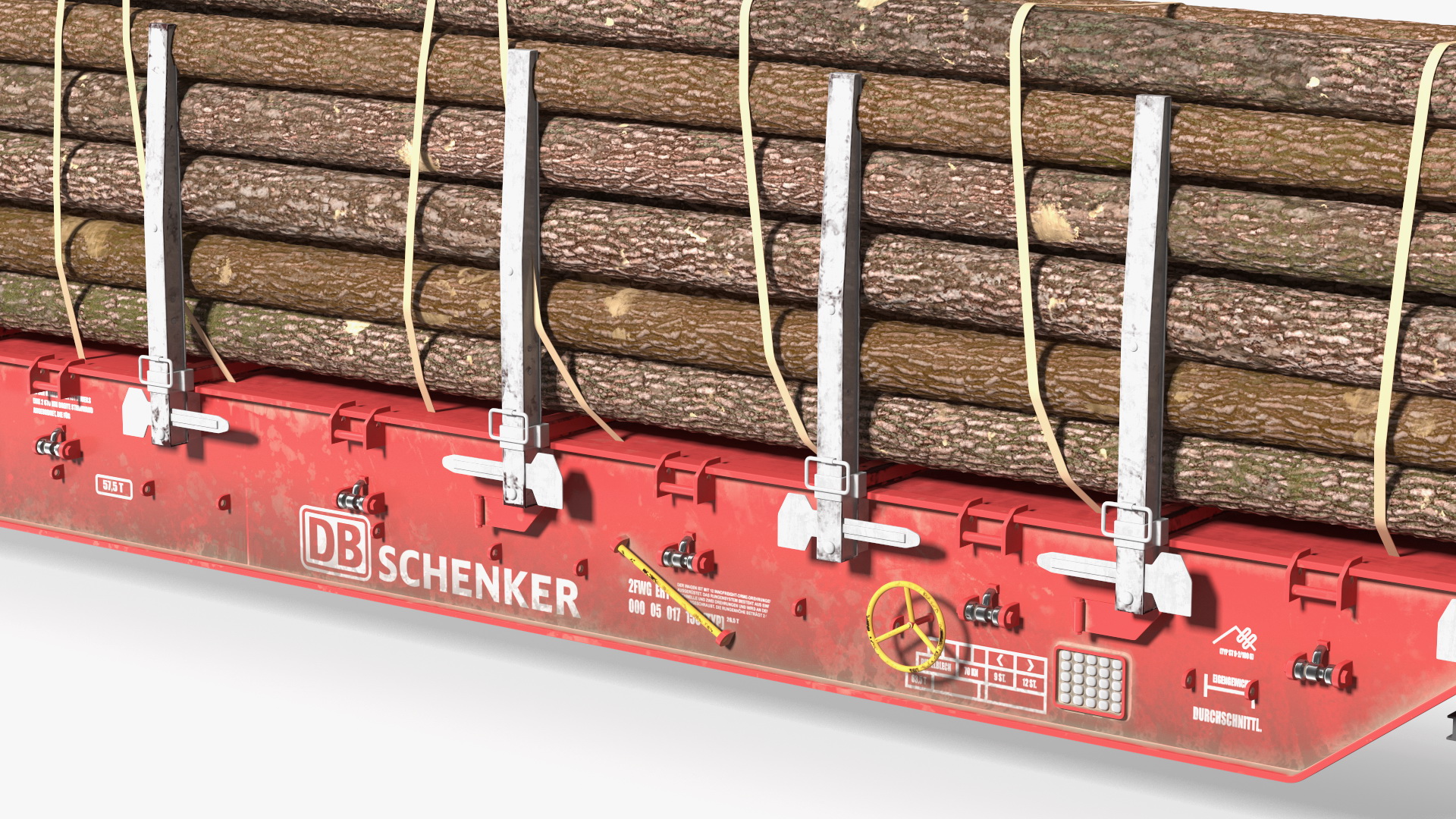 3D Diesel Electric Locomotive with Stake Wagon with Logs model