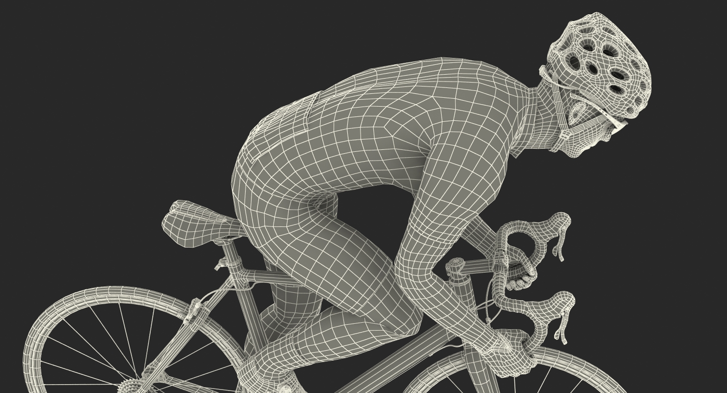 Bicyclist on Road Bike 3D