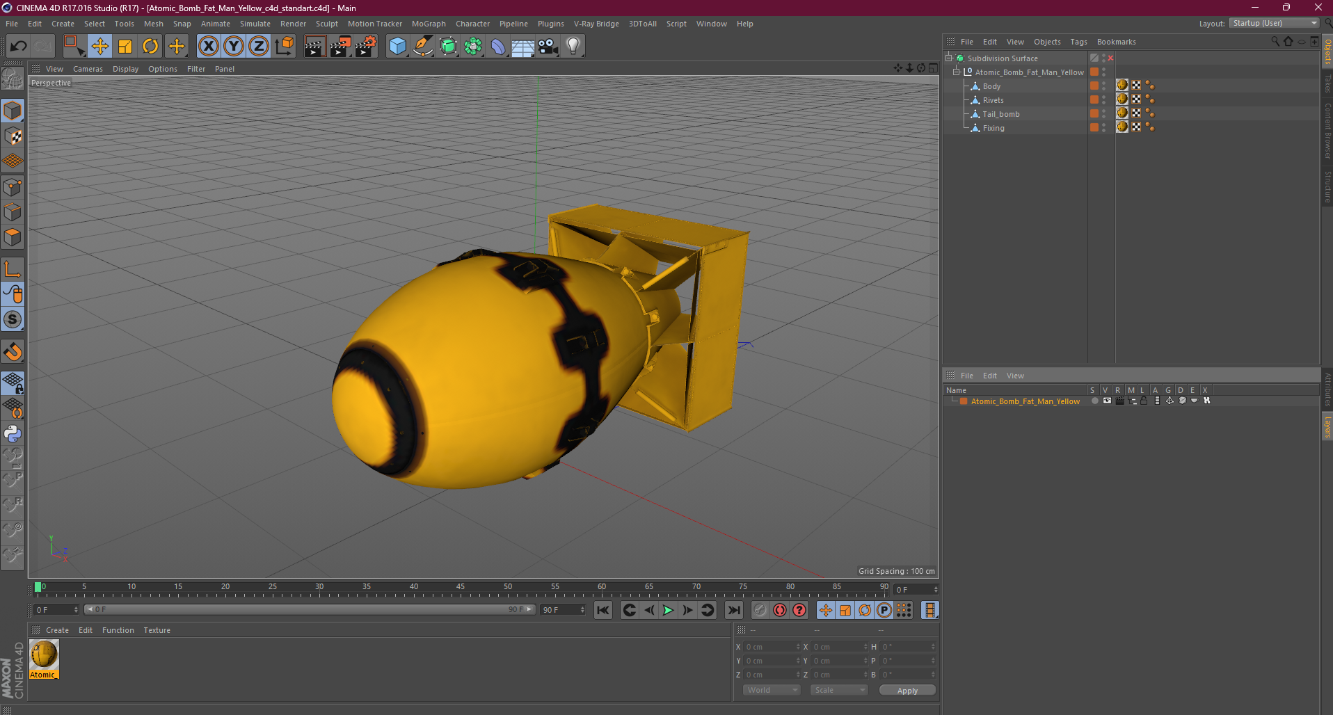 3D Atomic Bomb Fat Man Yellow