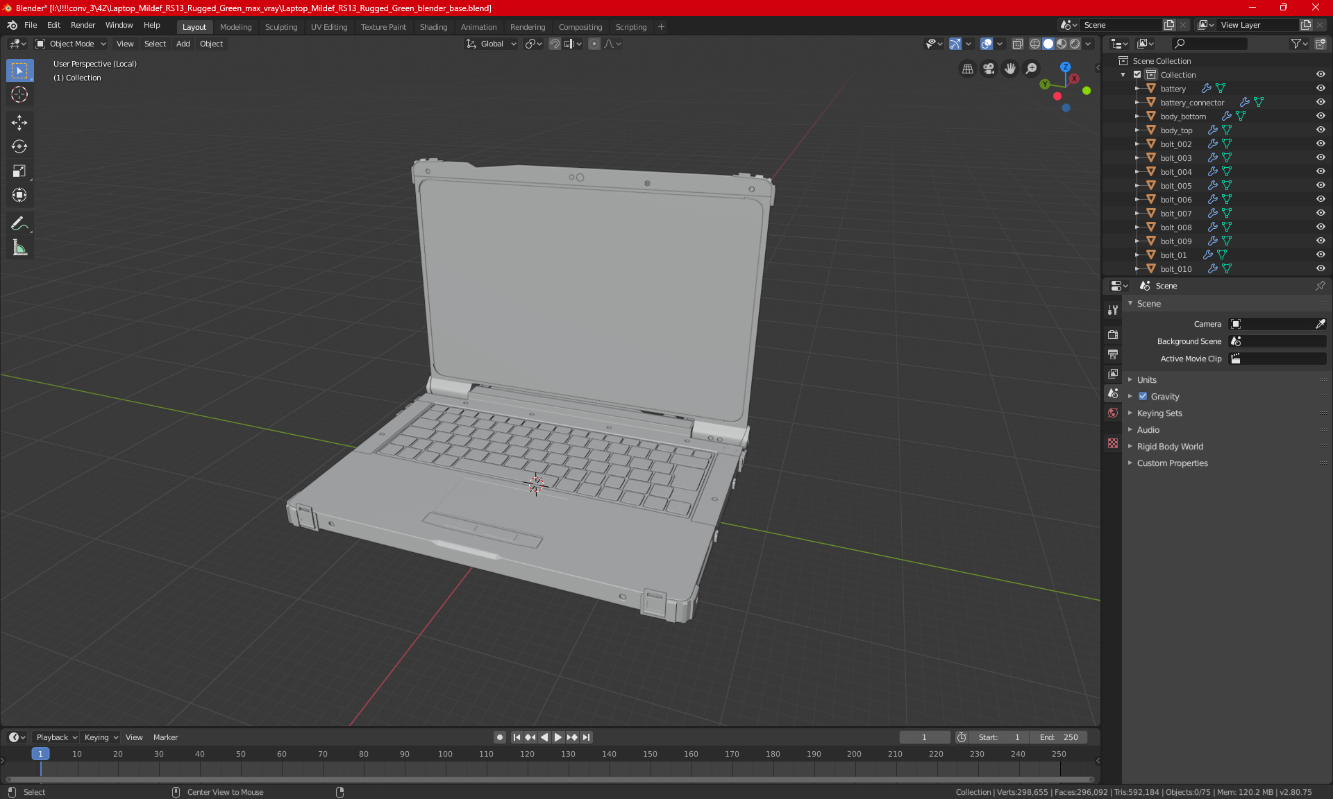 Shockproof Laptop Black Metal 3D model