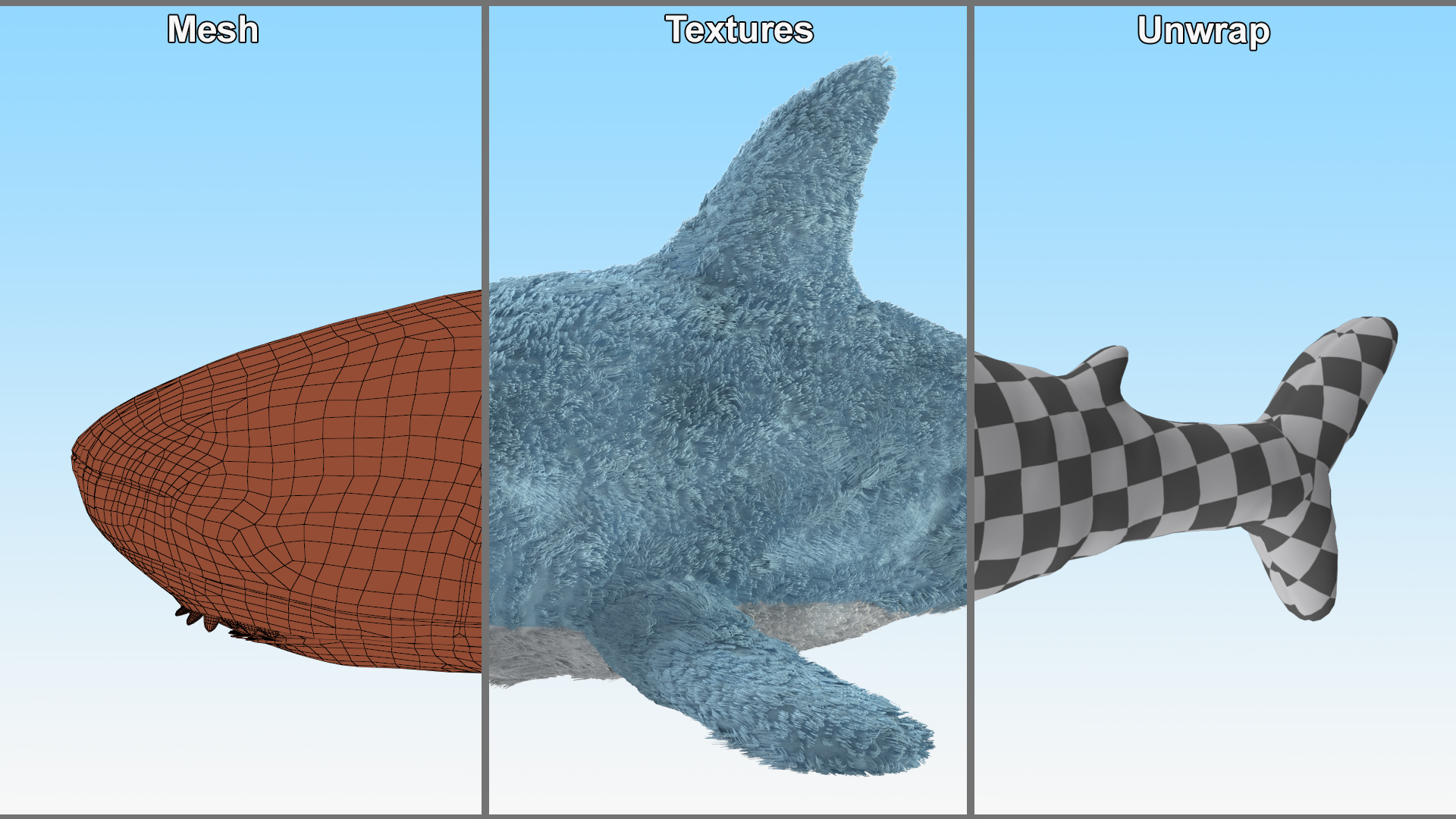 IKEA Shark Soft Toy Small Fur 3D model