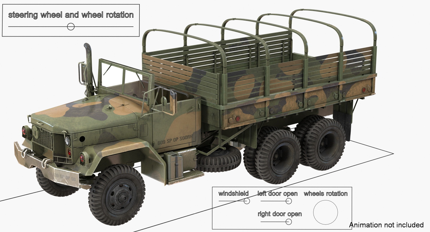 3D model US Army Cargo Truck M35 Rigged