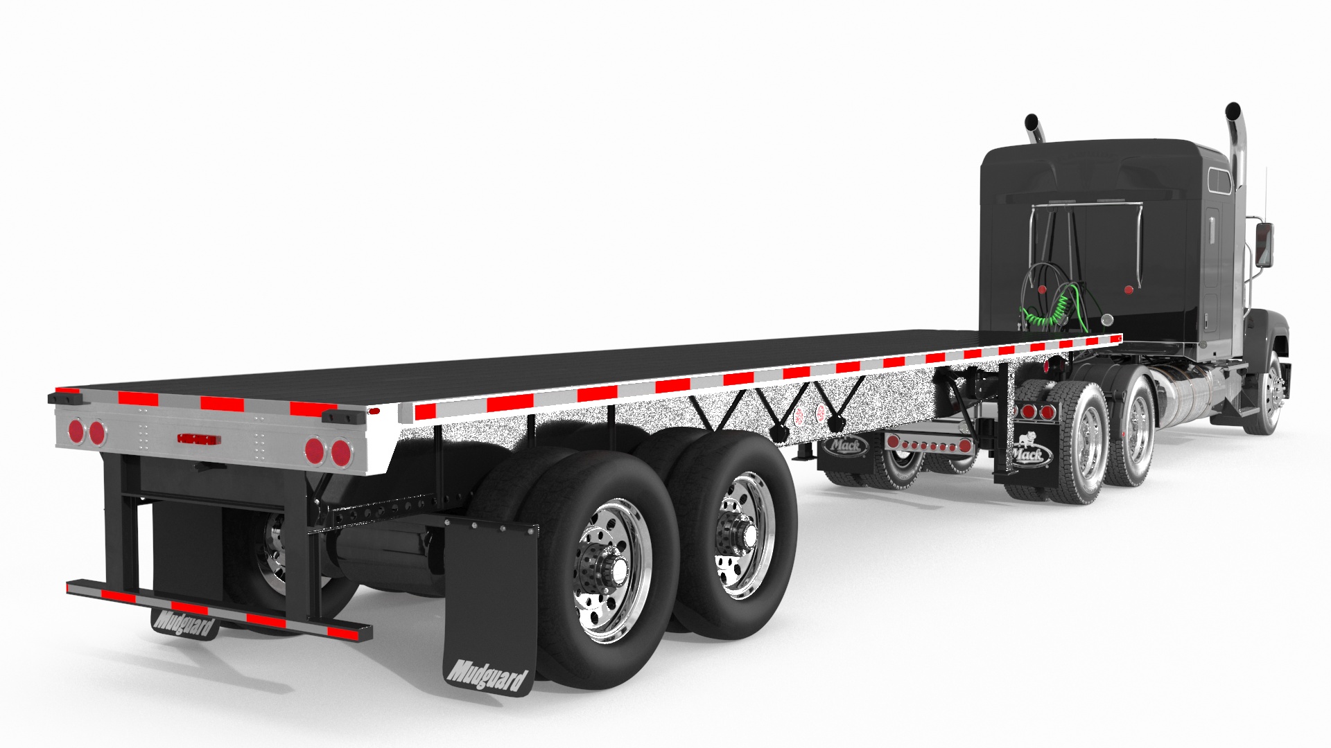 Mack CHU613 Truck with Aluminum Flatbed Trailer 3D