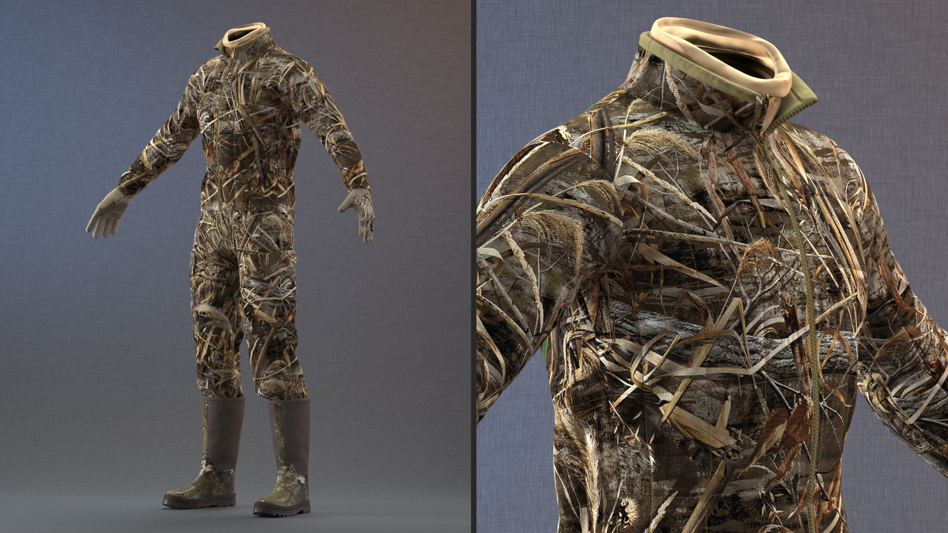 Suit for Duck Hunting Grass Camo 3D