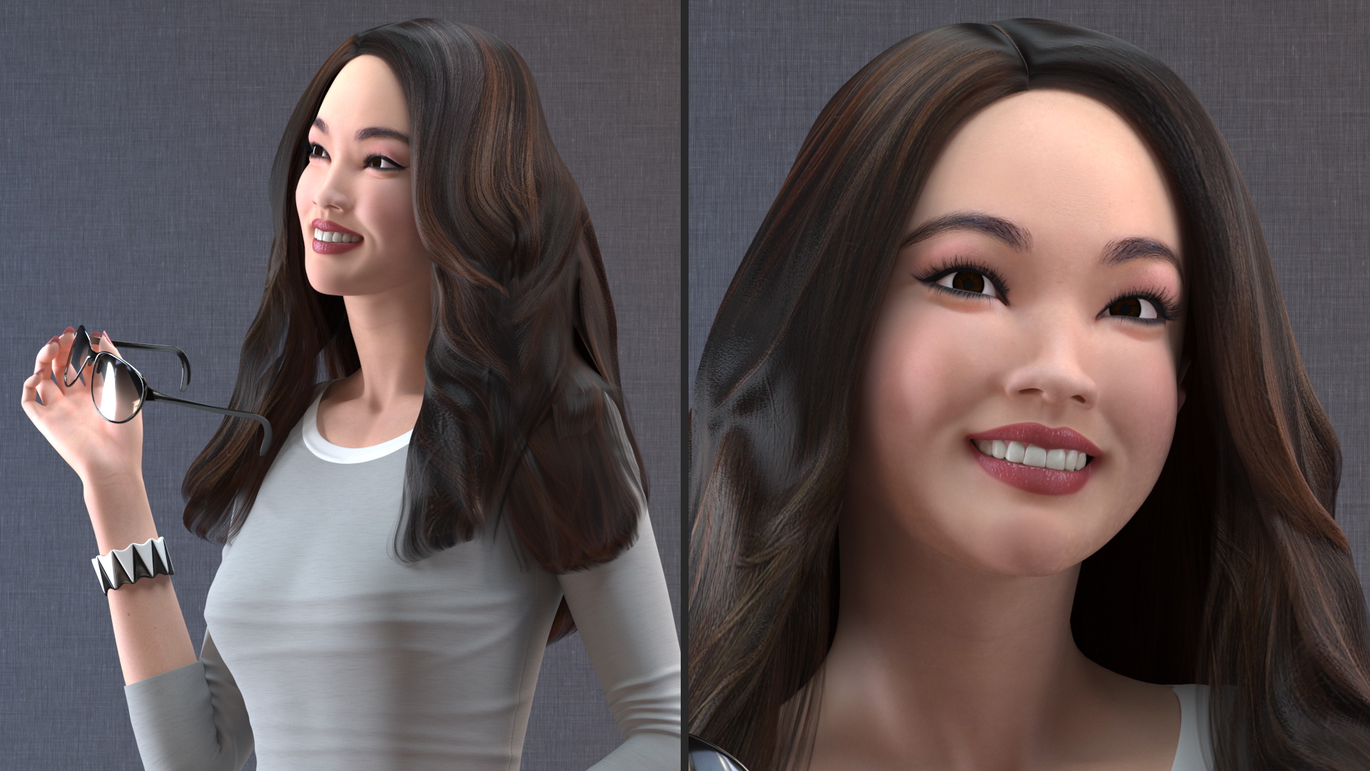 3D Smiling Chinese Woman